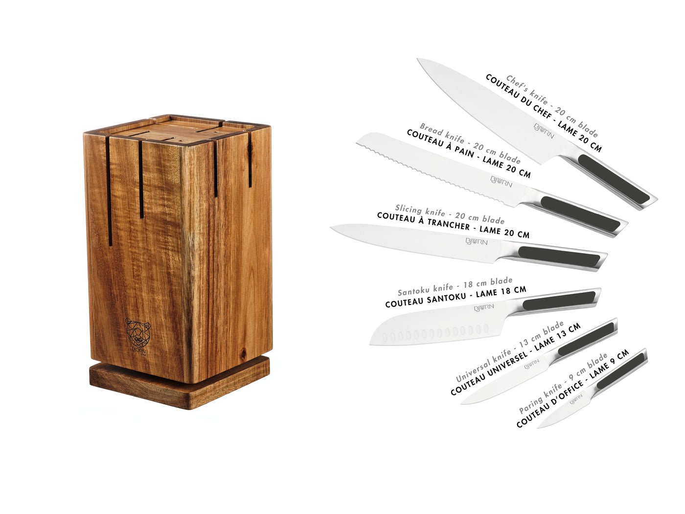 Loki Skagen kitchen knife set - 7 pieces BJORN Black