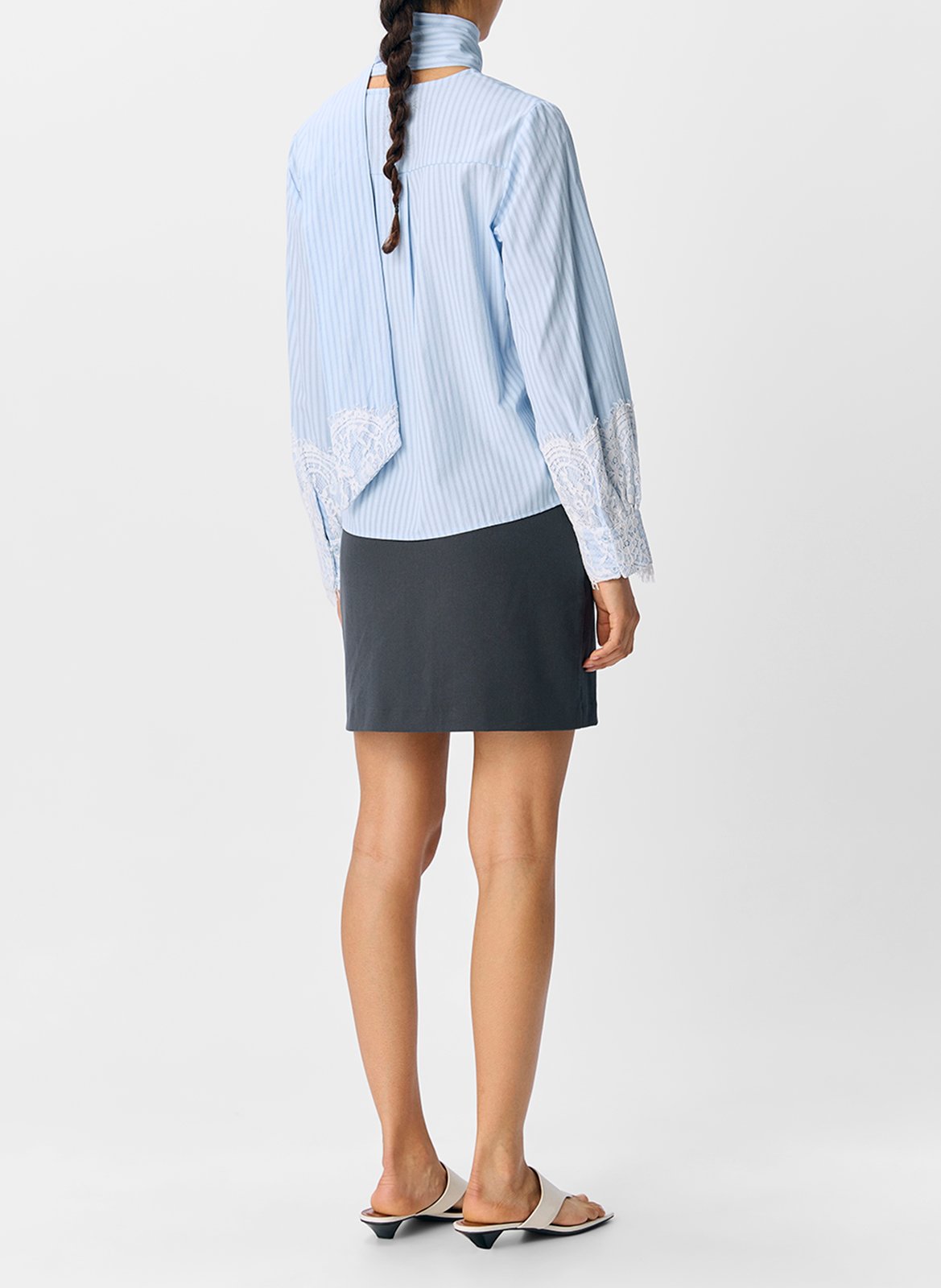 Blouse col lavallière à rayures OBJECT Bleu