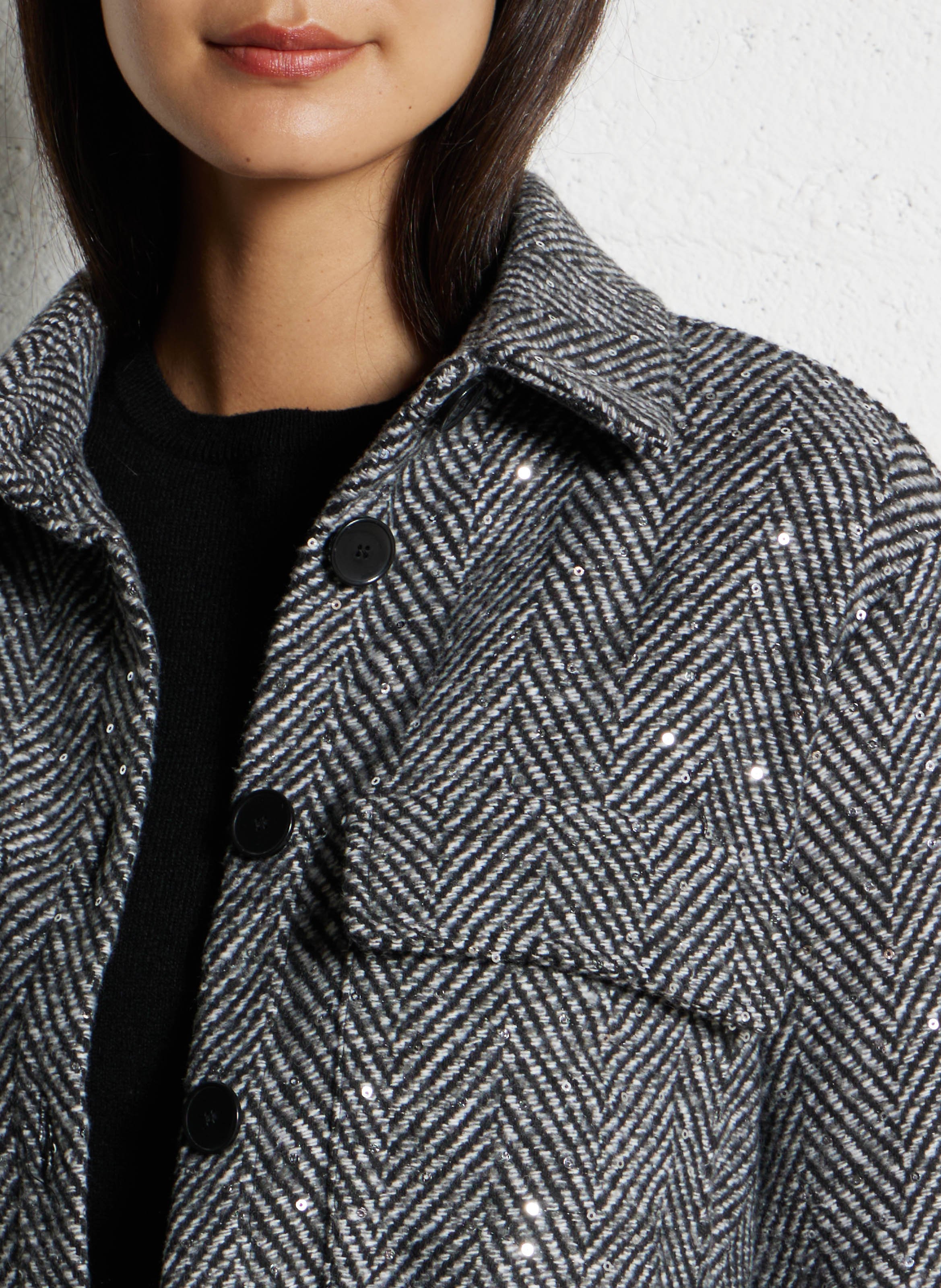 Oversized jacket with classic sequined collar PLEASE Grey