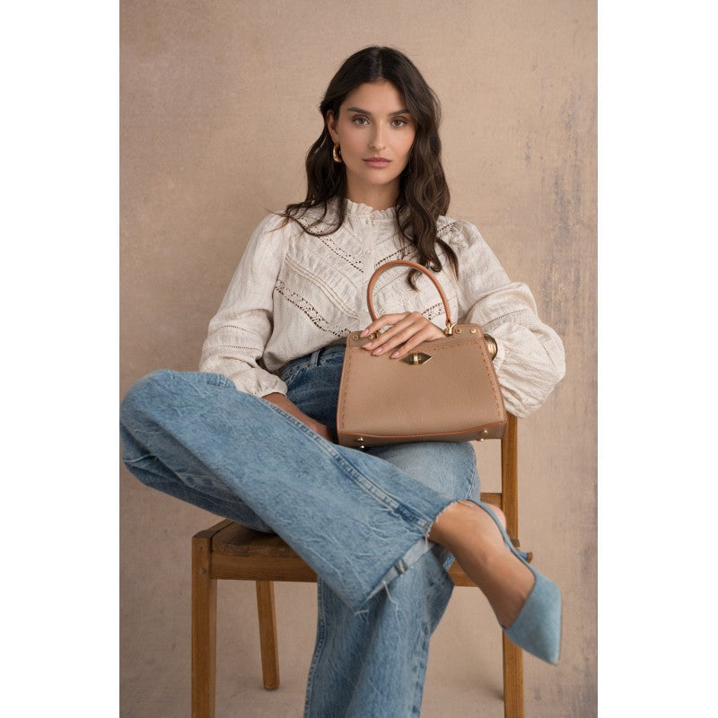 Handbag - cowhide leather POURCHET Brown