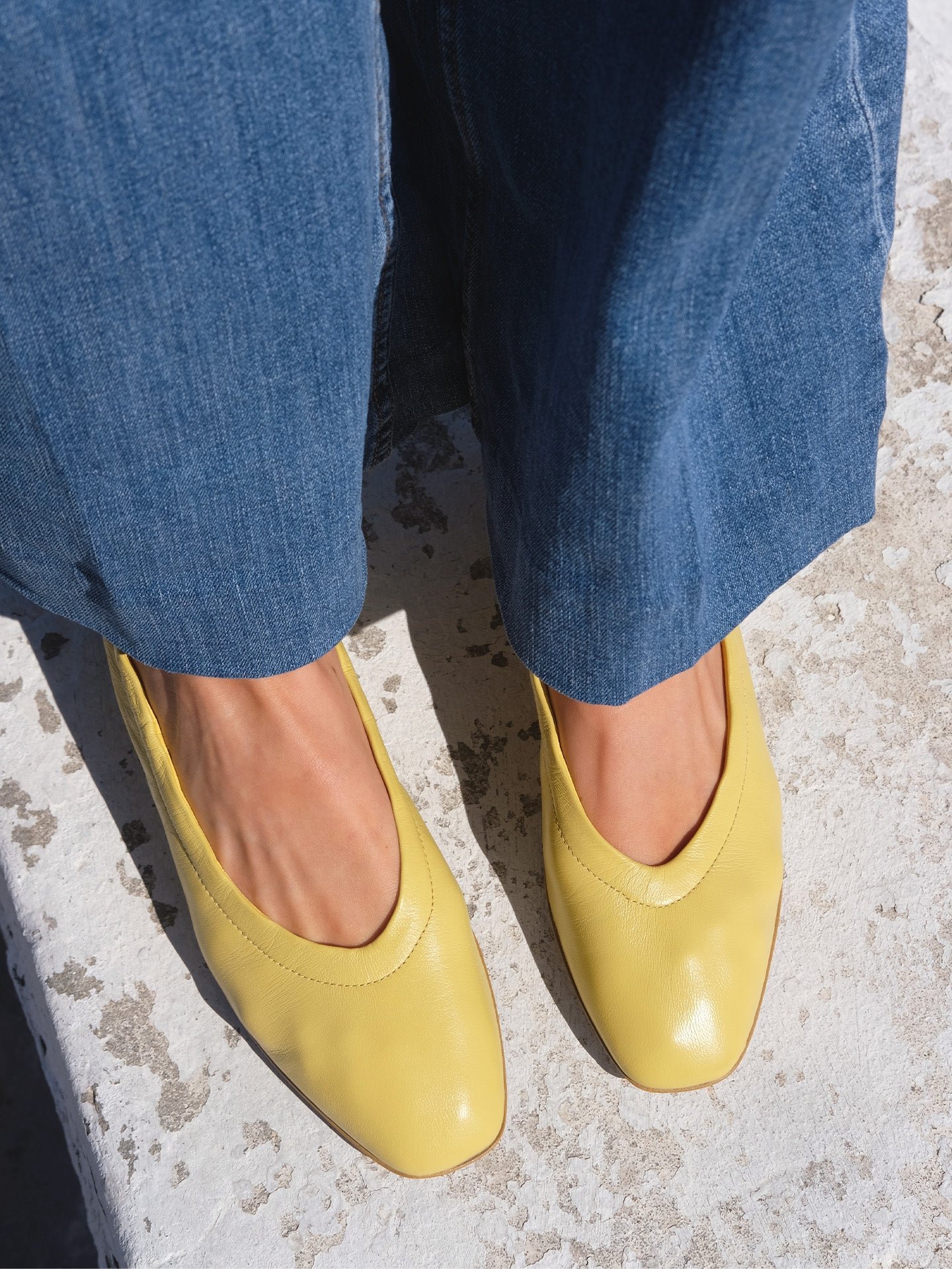 Nappa leather ballet flats EMZI PARIS Yellow