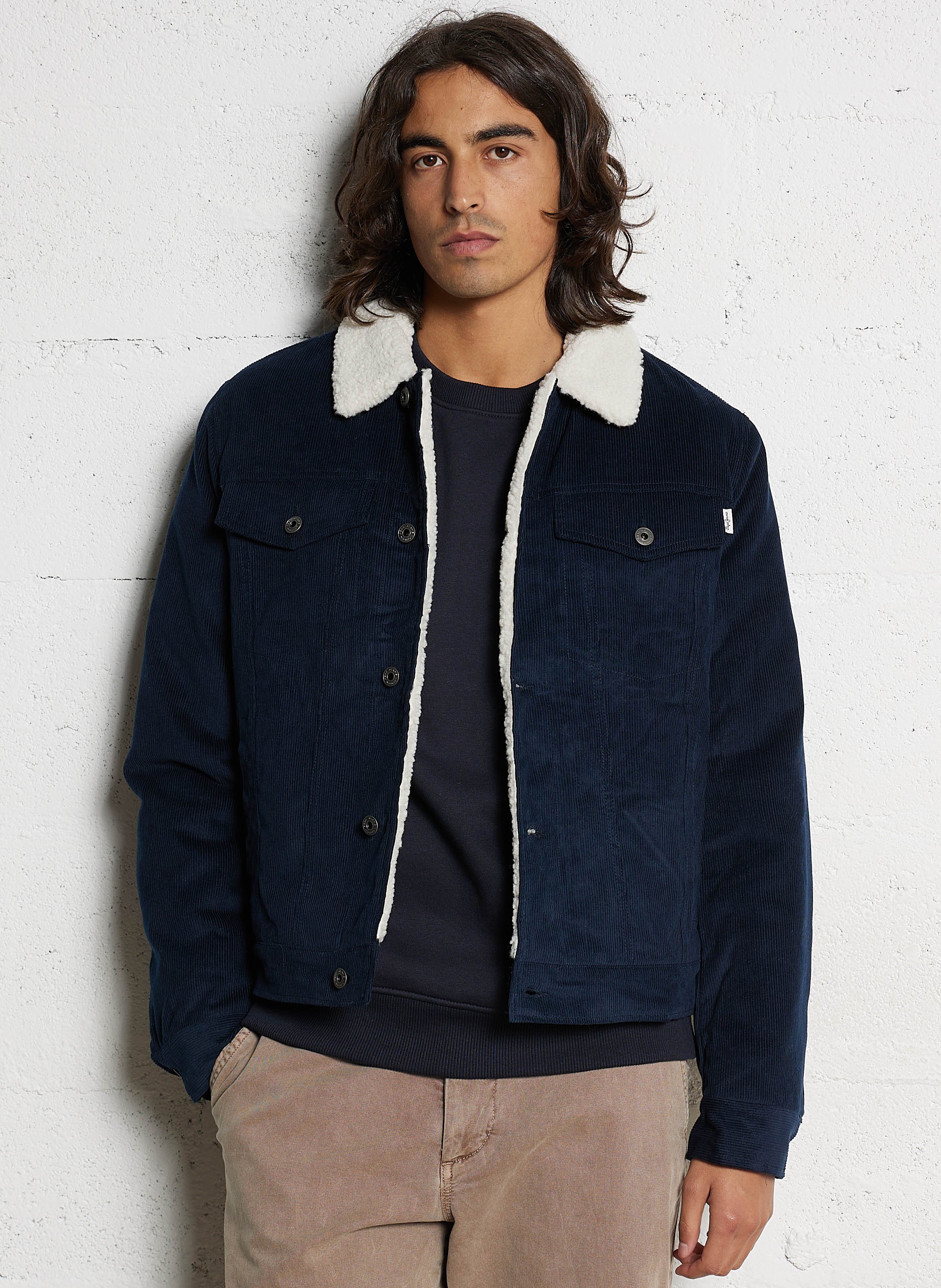 Veste droite en velours côtelé PEPE JEANS Bleu