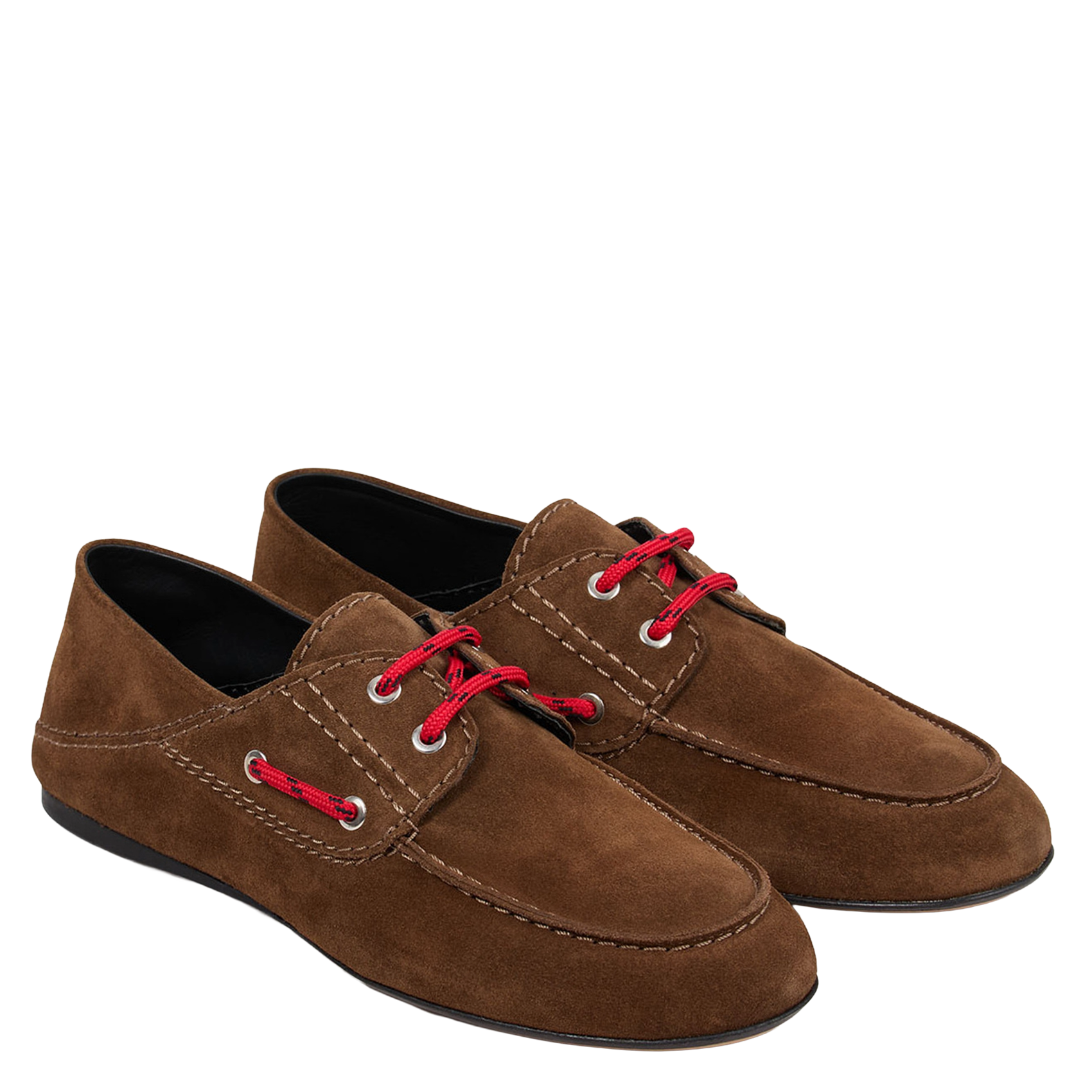 Chaussures bateaux en cuir velours SANDRO Marron