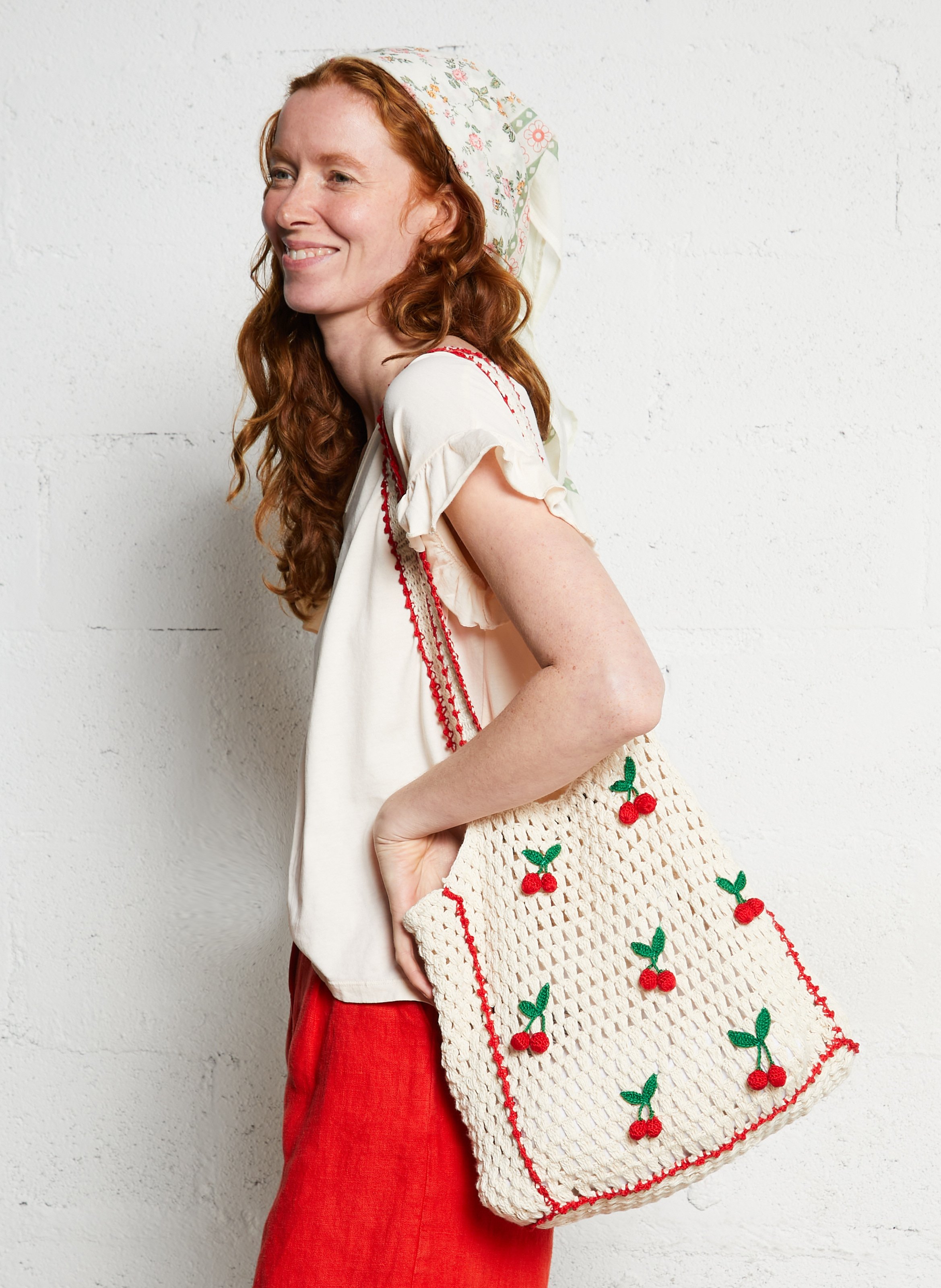 Sac crochet en coton Rouge