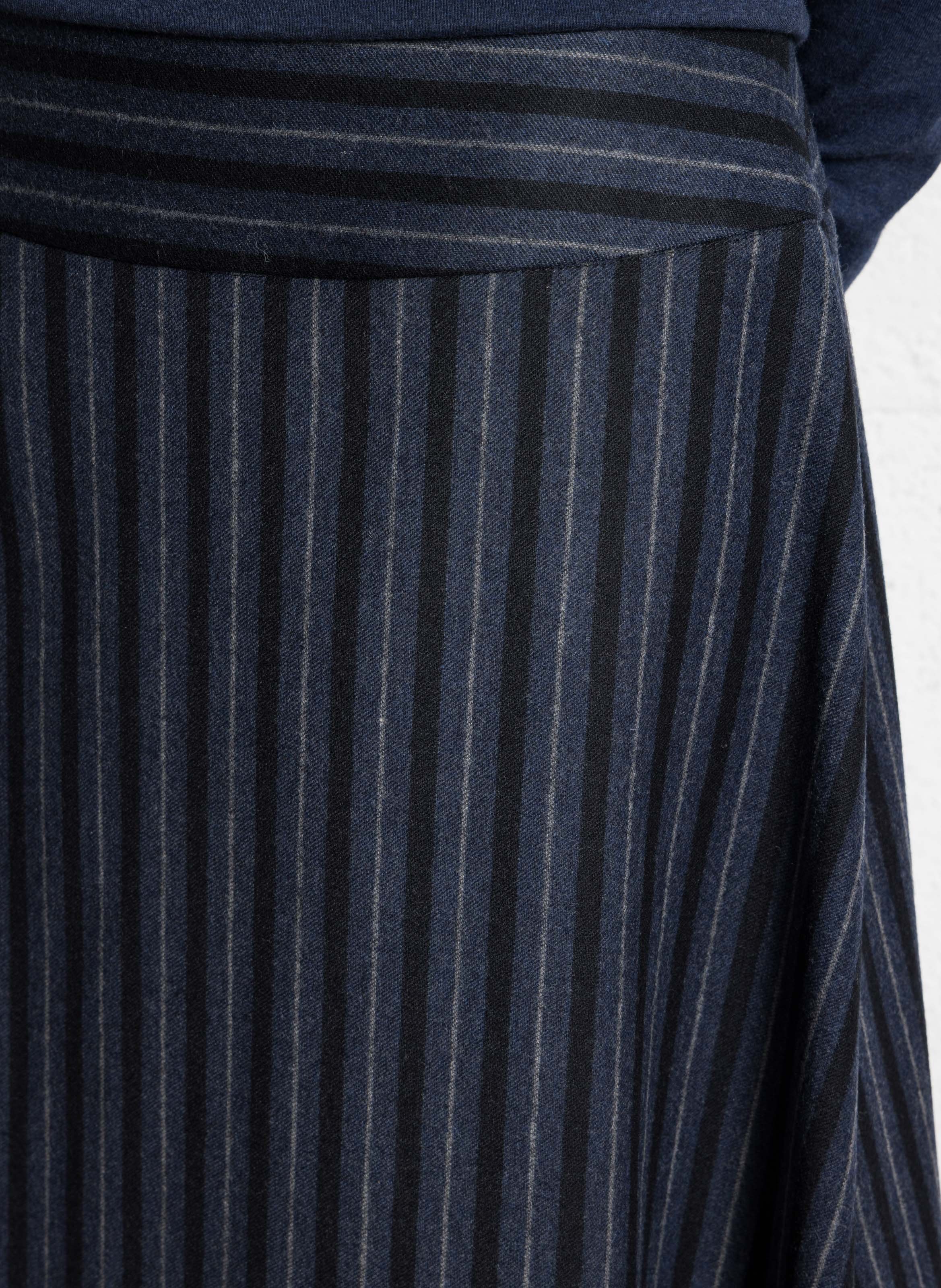 Jupe midi en laine mélangée rayée SOPHIE+LUCIE Bleu