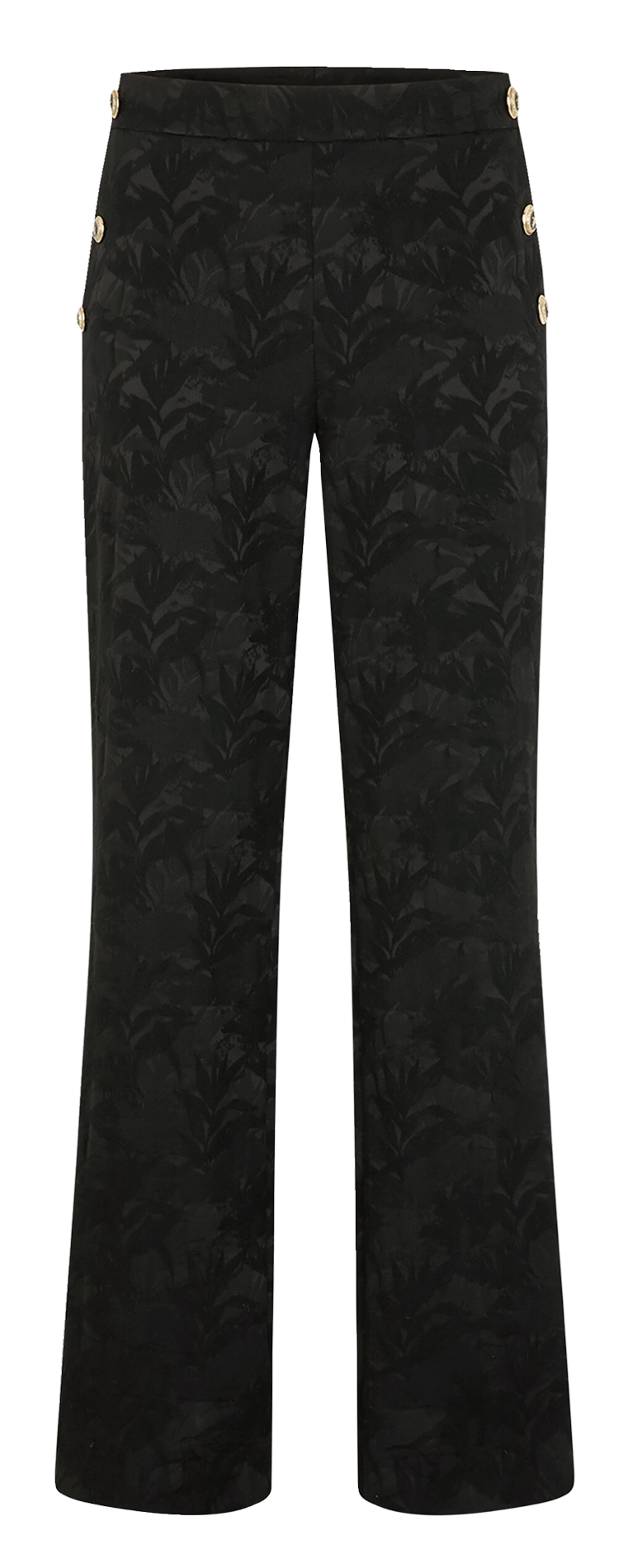 Wijde broek met plantaardige print MORGAN Zwart