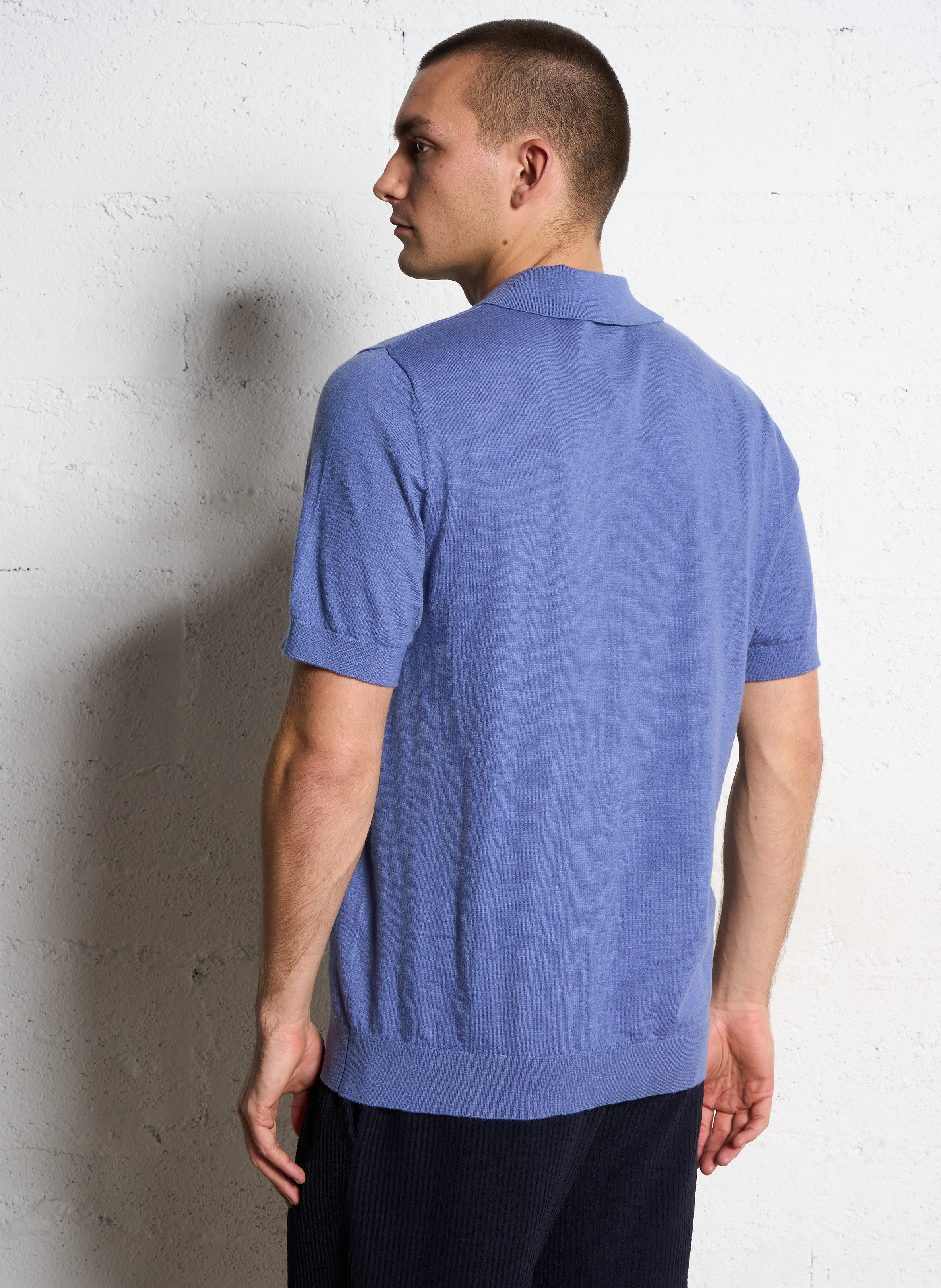 Short-sleeved polo in flamed knit IKKS Blue