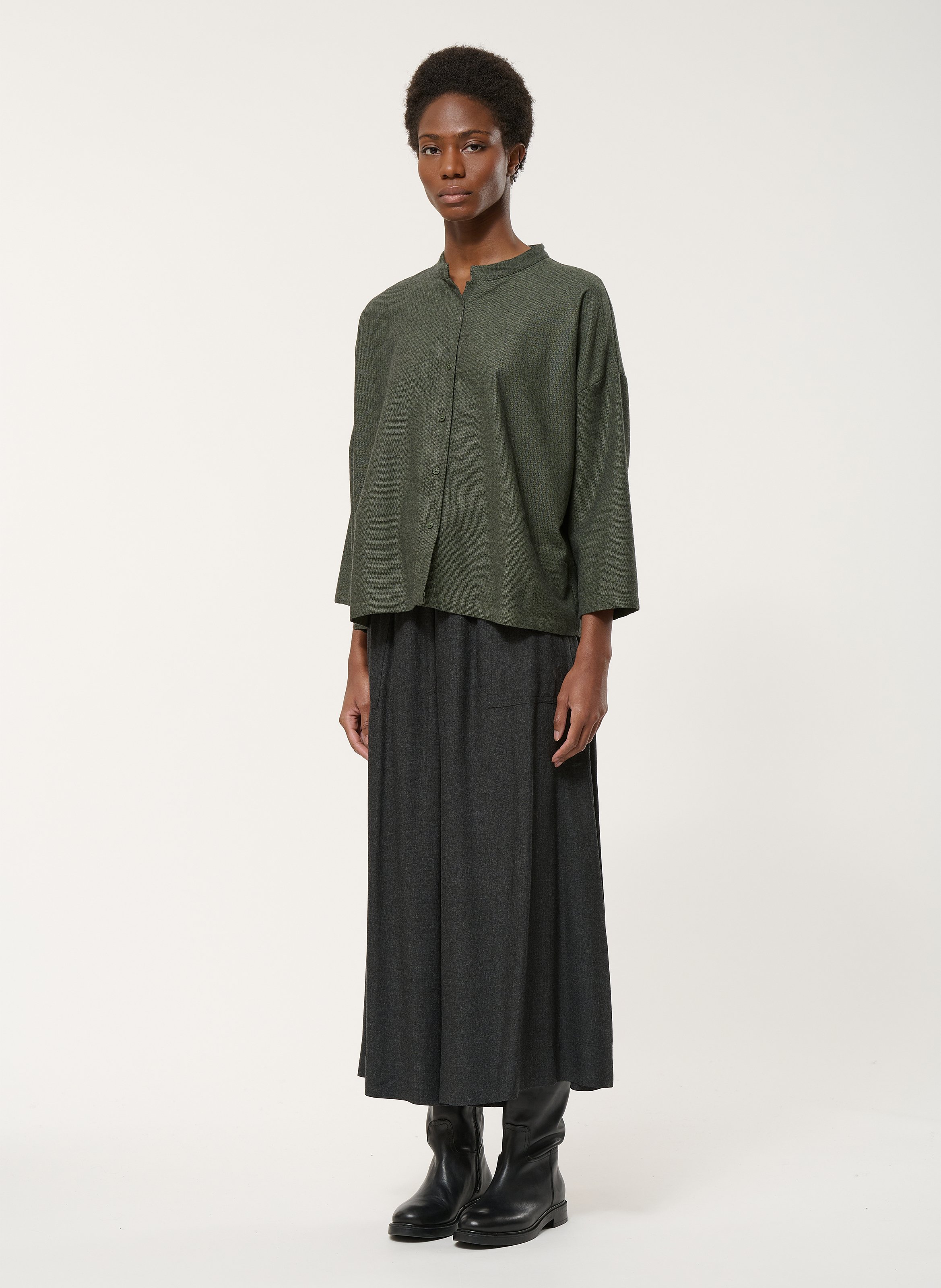 Chemise oversize en coton recyclé mélangé HUMILITY Vert