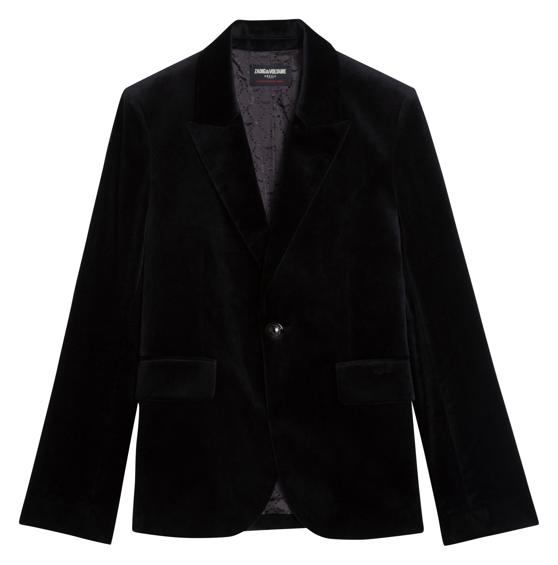 Fluweel katoenen blazer Zwart