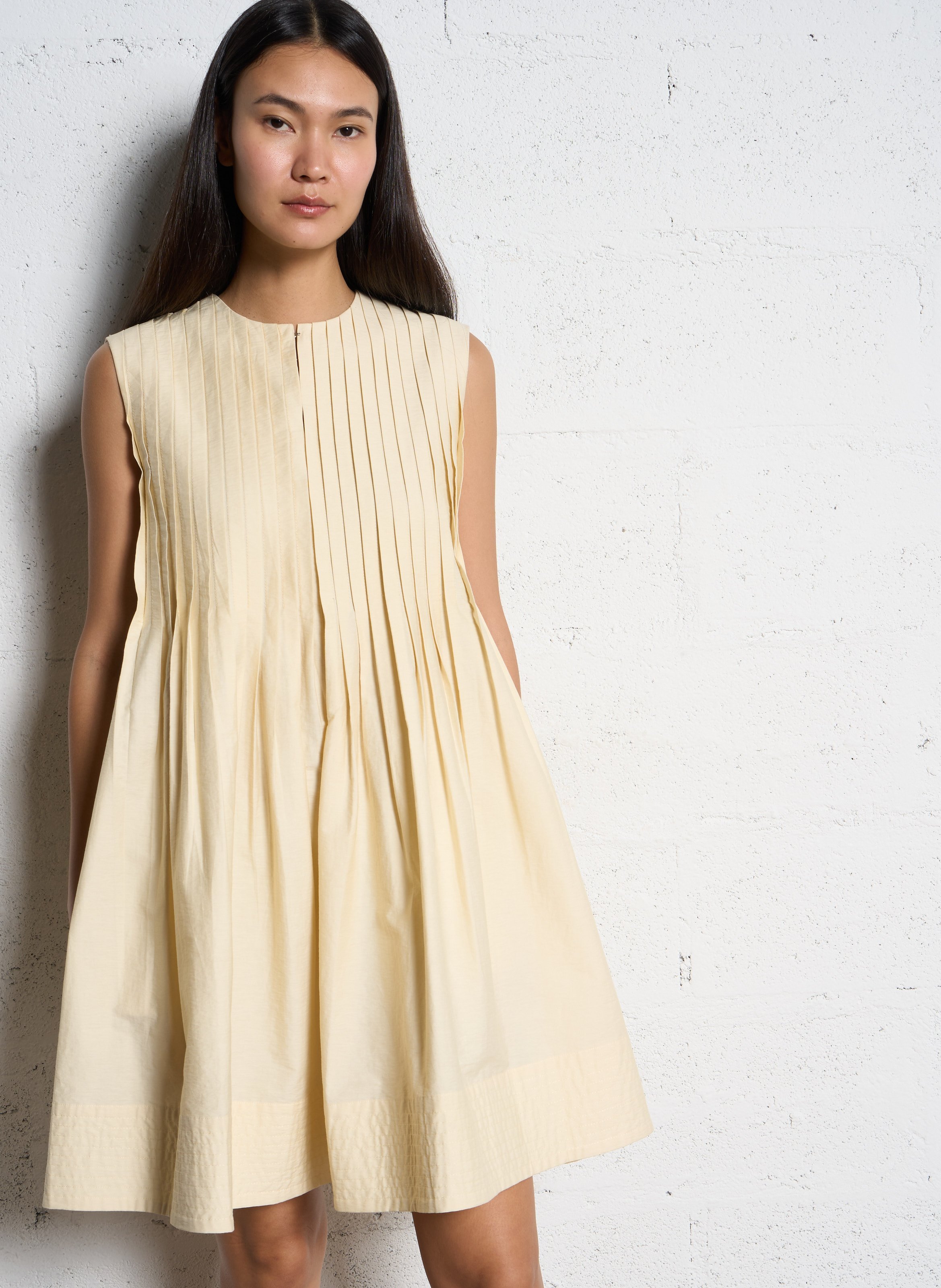 Robe courte col rond en coton mélangé SUNCOO Jaune