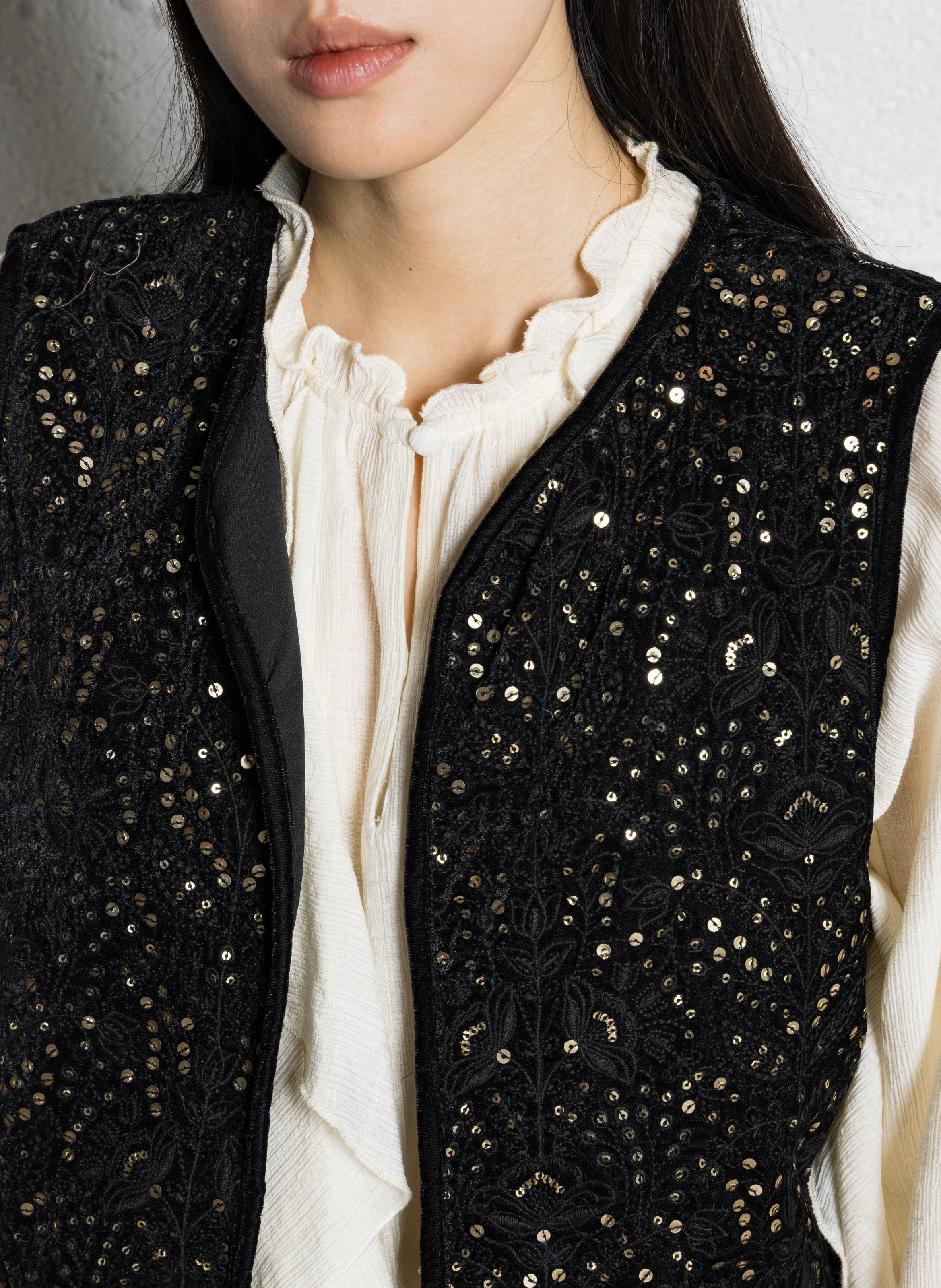 Gilet sans manches à sequins SUD EXPRESS Noir