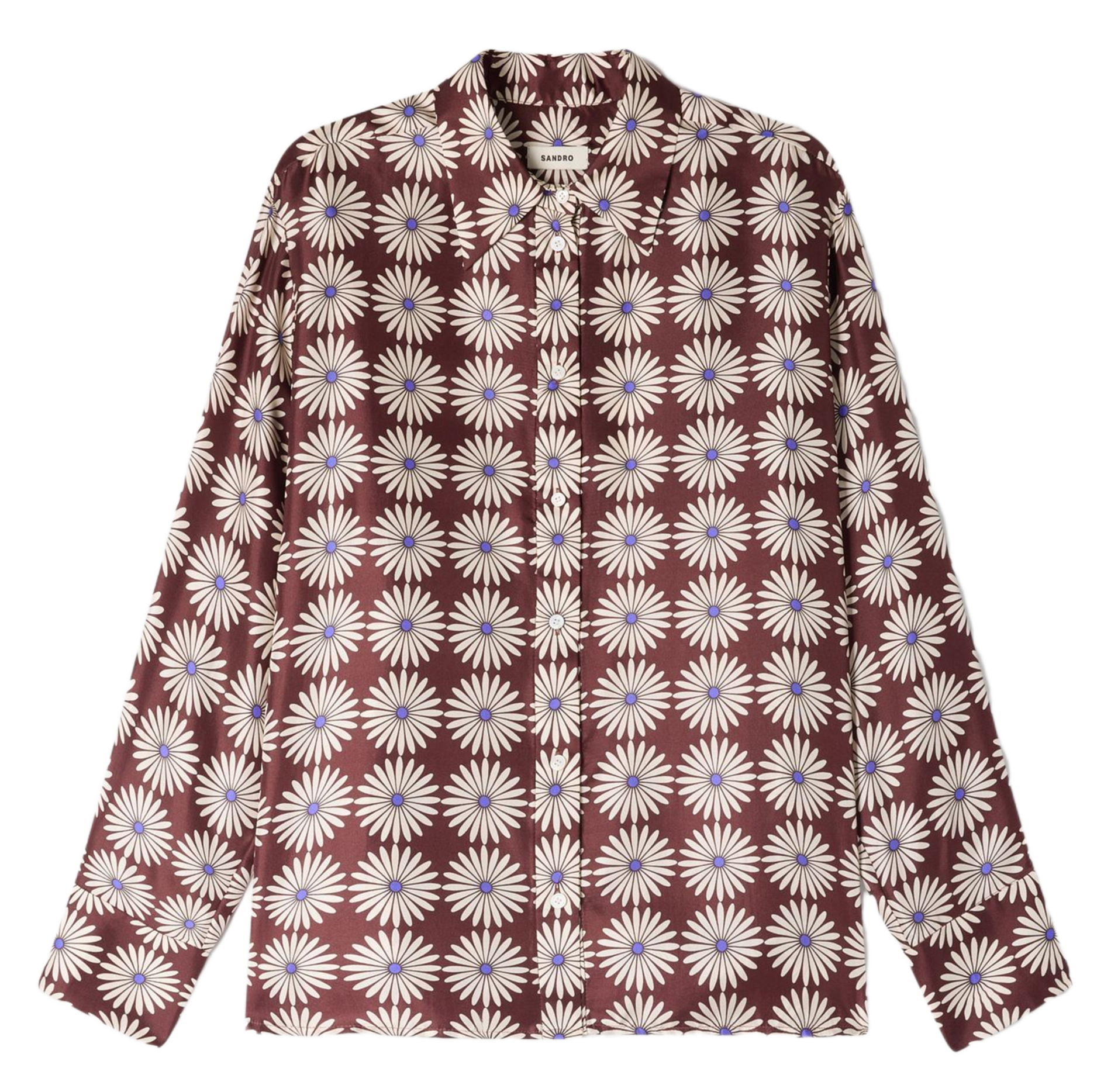 Rechte zijden bloemenblouse SANDRO Bruin