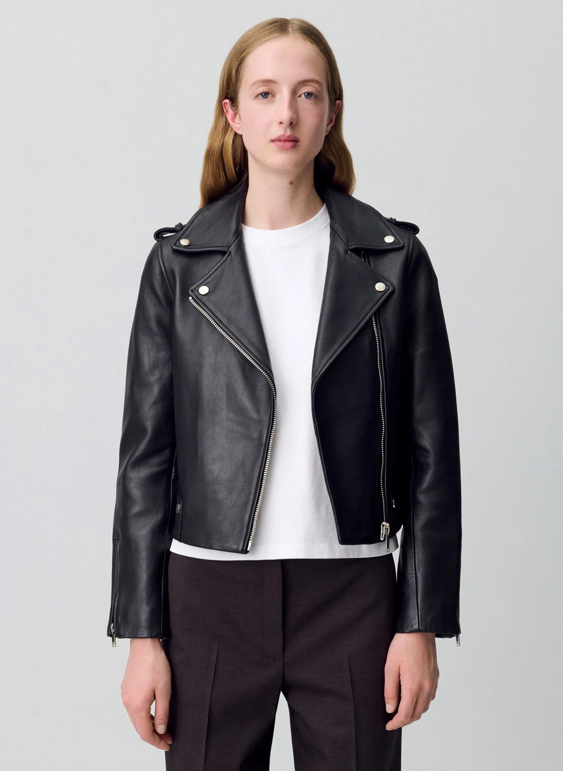 Blouson court en cuir  CLAUDIE PIERLOT Noir