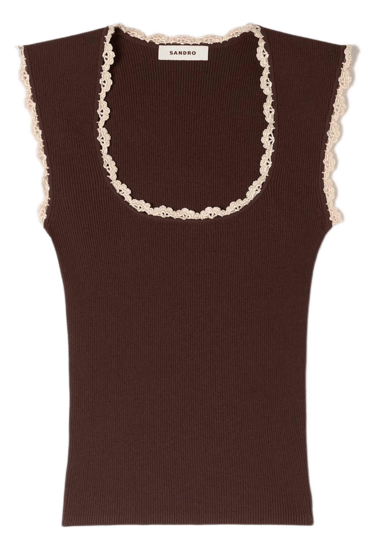 Top en maille côtelé SANDRO Marron