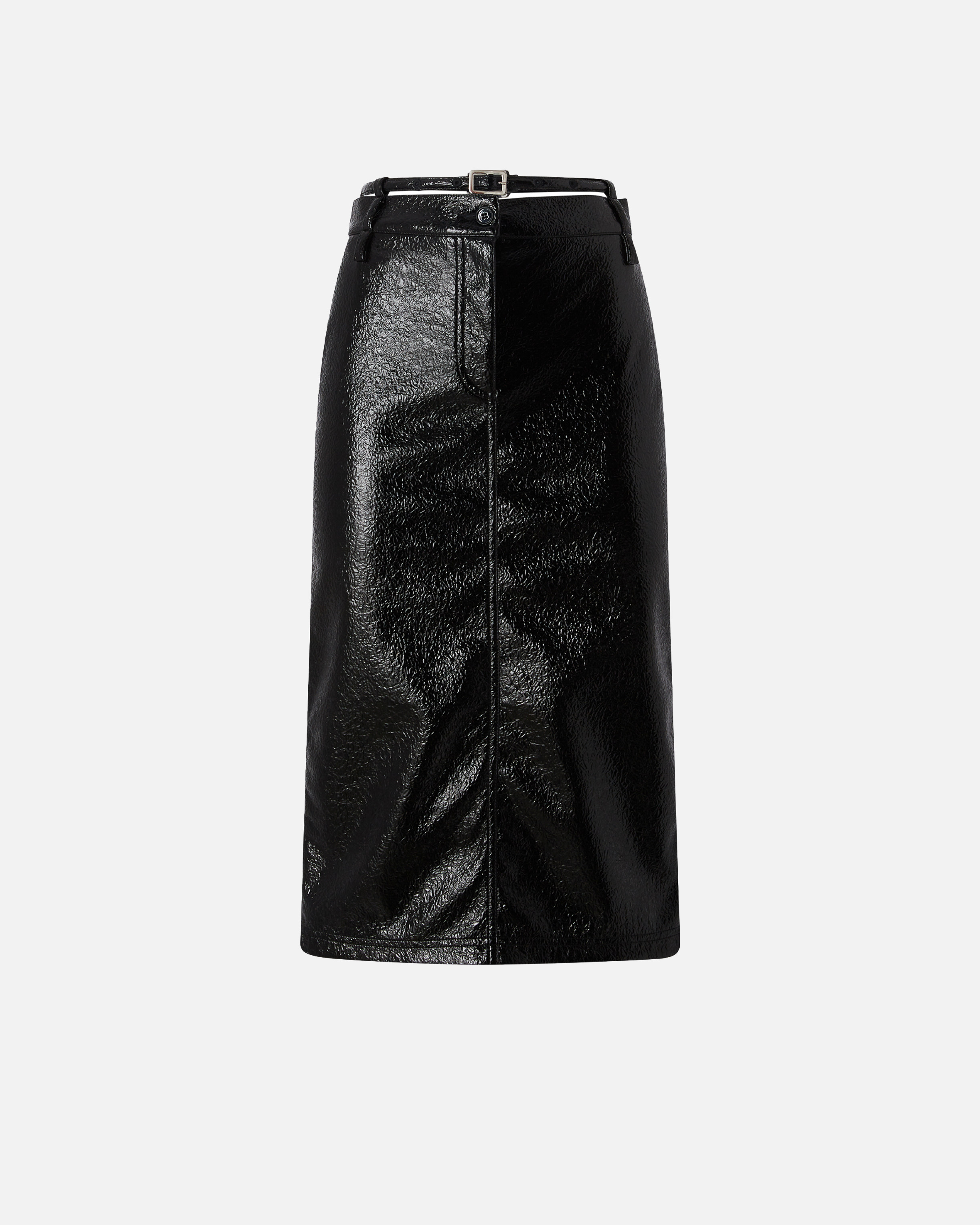 Belted mid-length patent effect skirt PINKO Black