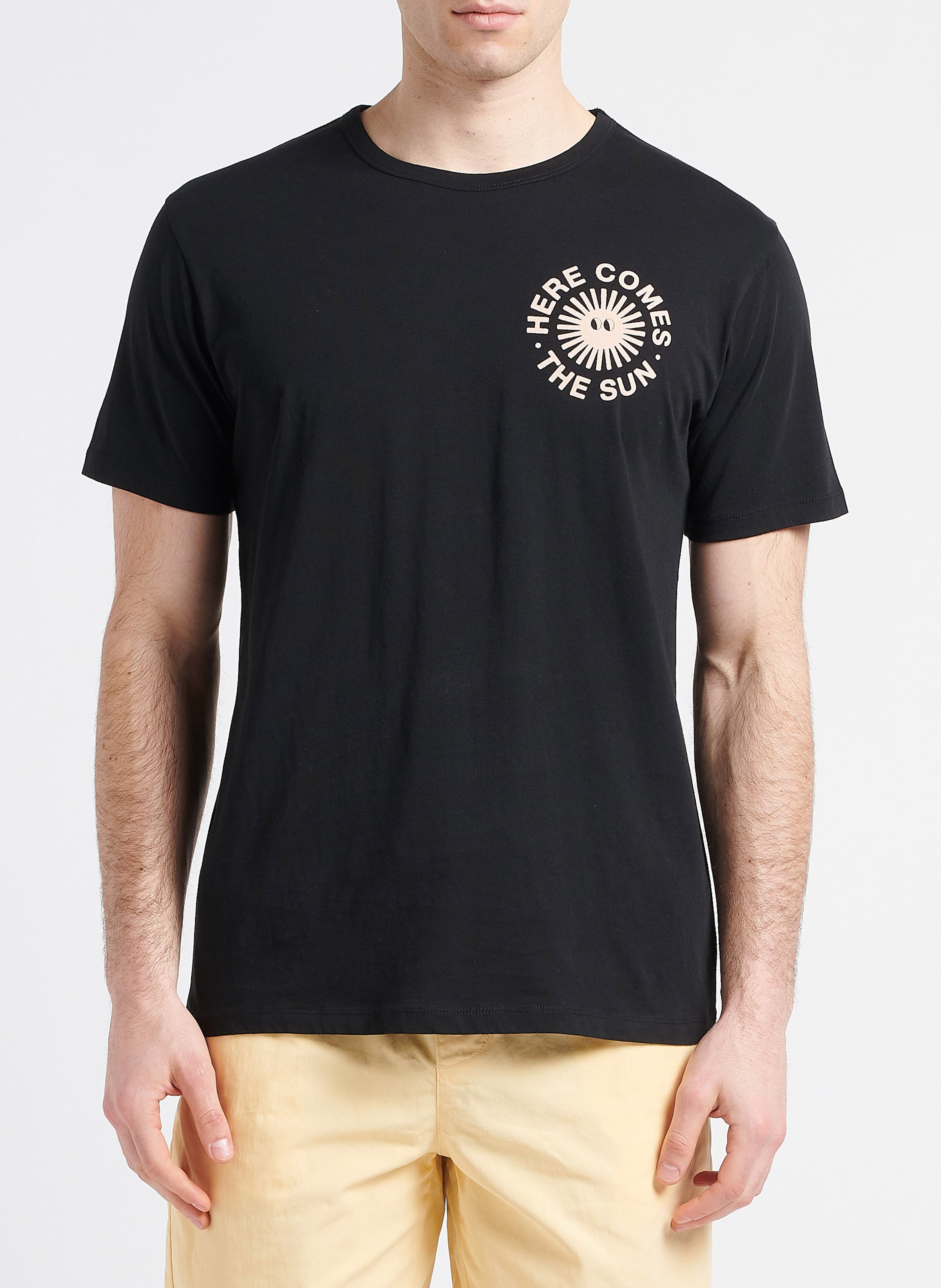 Bedrucktes Rundhals-T-Shirt aus Baumwolle, Regular Fit THINKING MU Schwarz