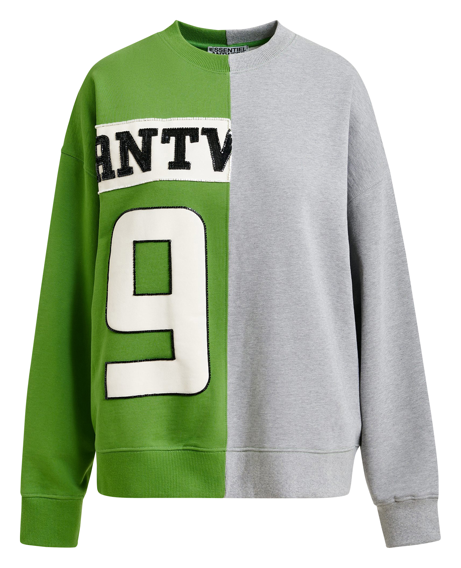 Loose fit round neck sweatshirt with pattern ESSENTIEL ANTWERP Green