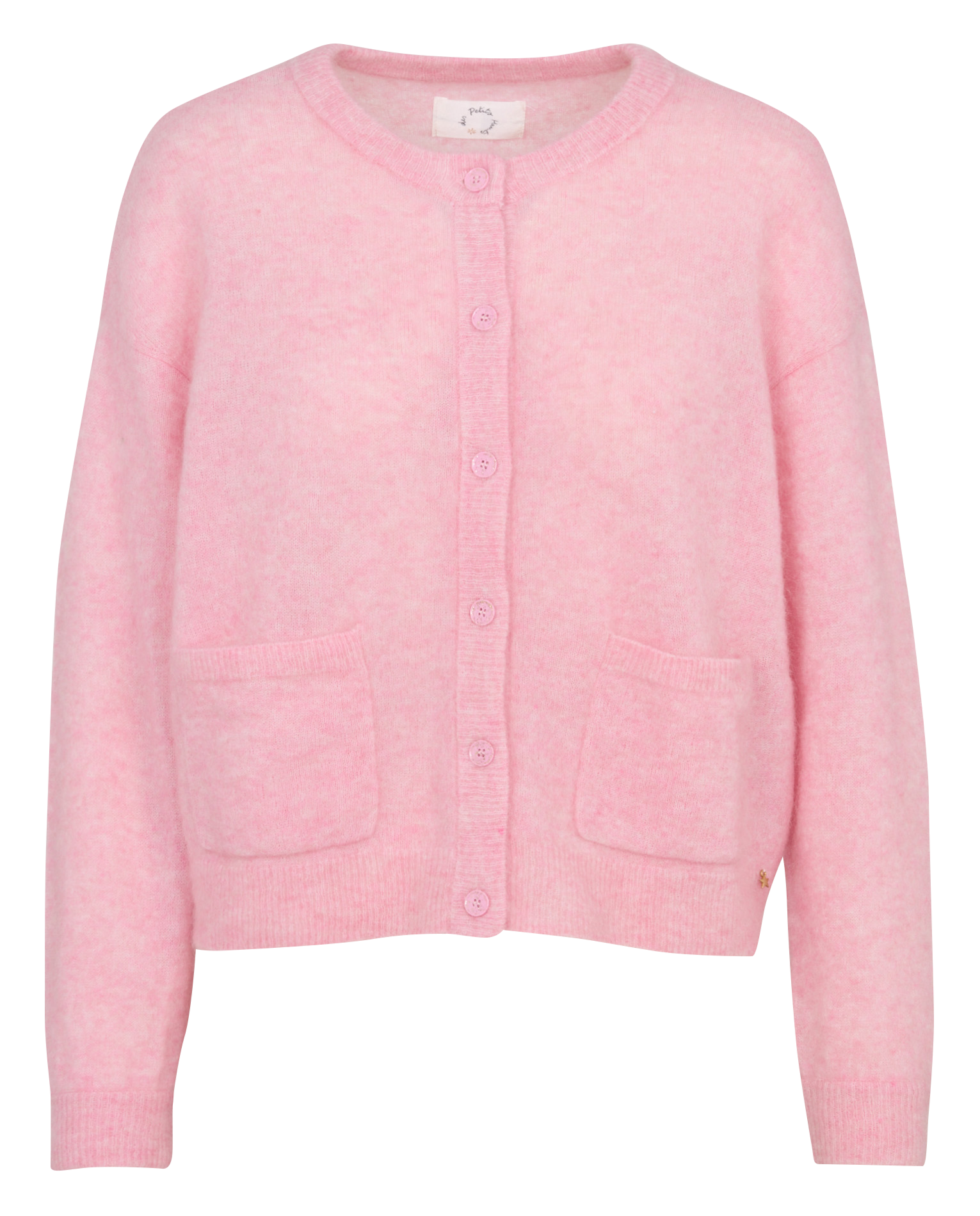 Ruim gebreid vest met ronde hals van gemengde mohair DES PETITS HAUTS Roze