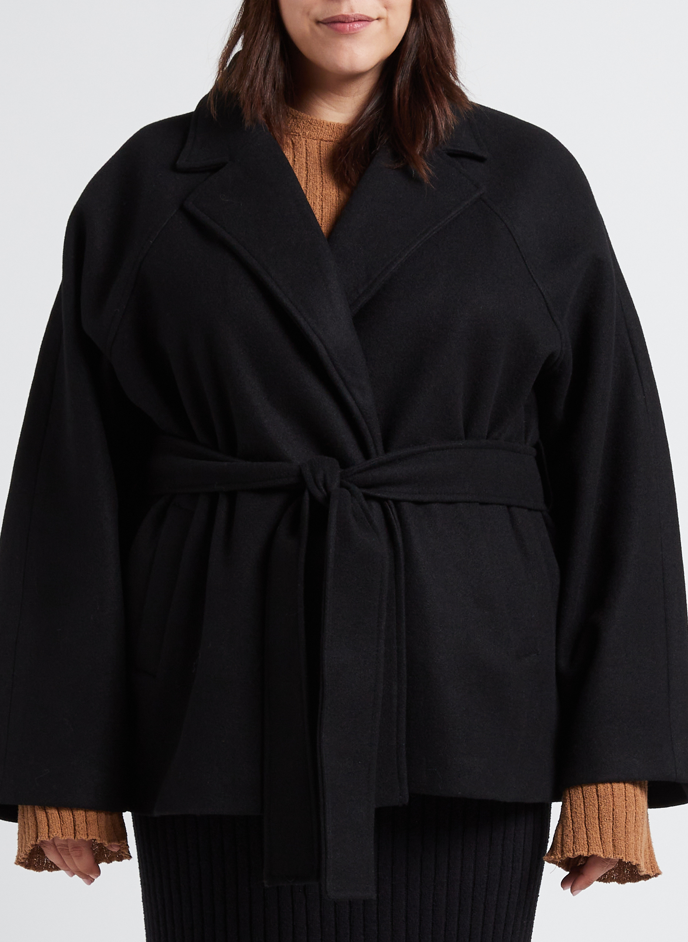 Manteau col tailleur ceinturé  GINA TRICOT