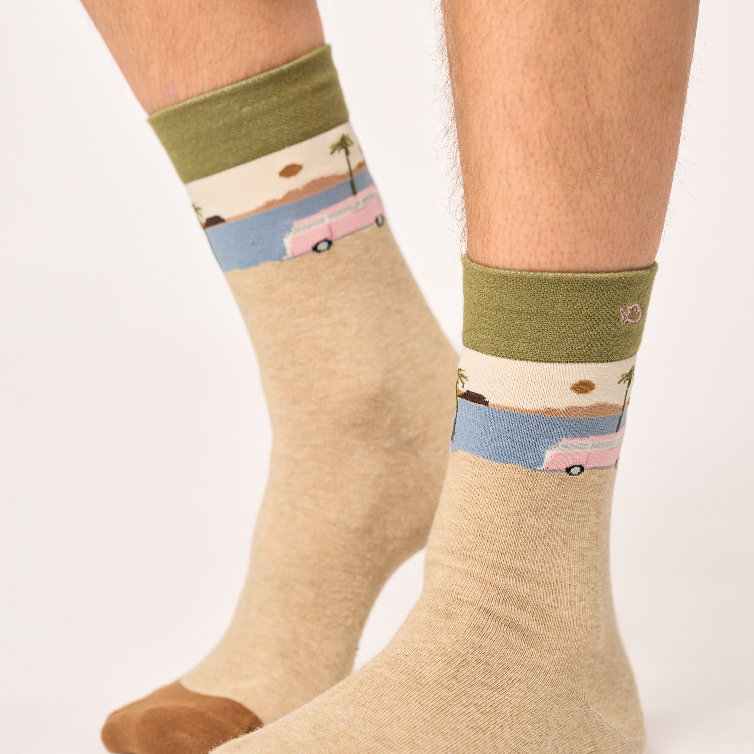 Combed Cotton Socks with Patterns BILLYBELT Beige
