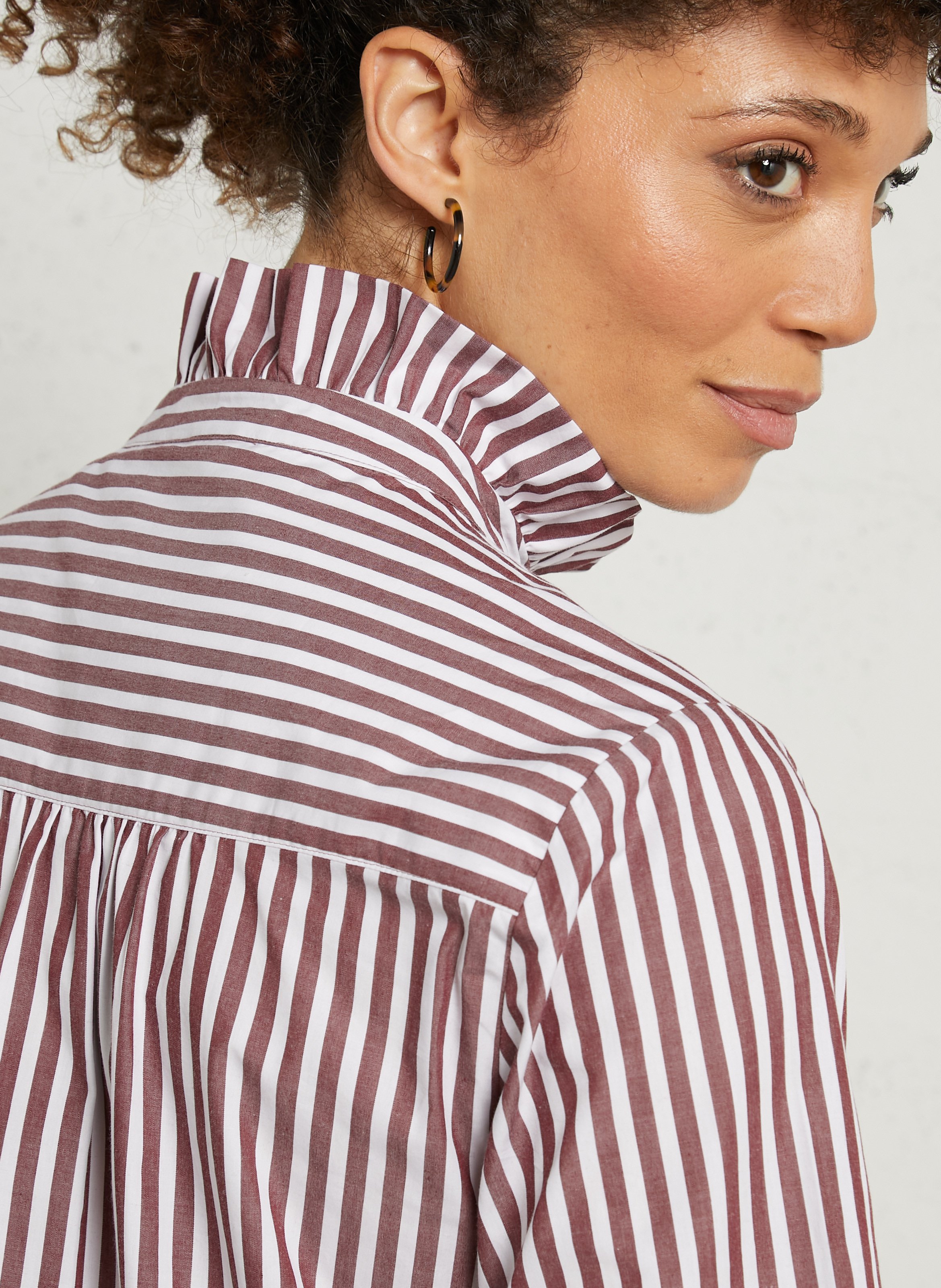 Chemise à rayures col lavallière MAISON 123 Rouge