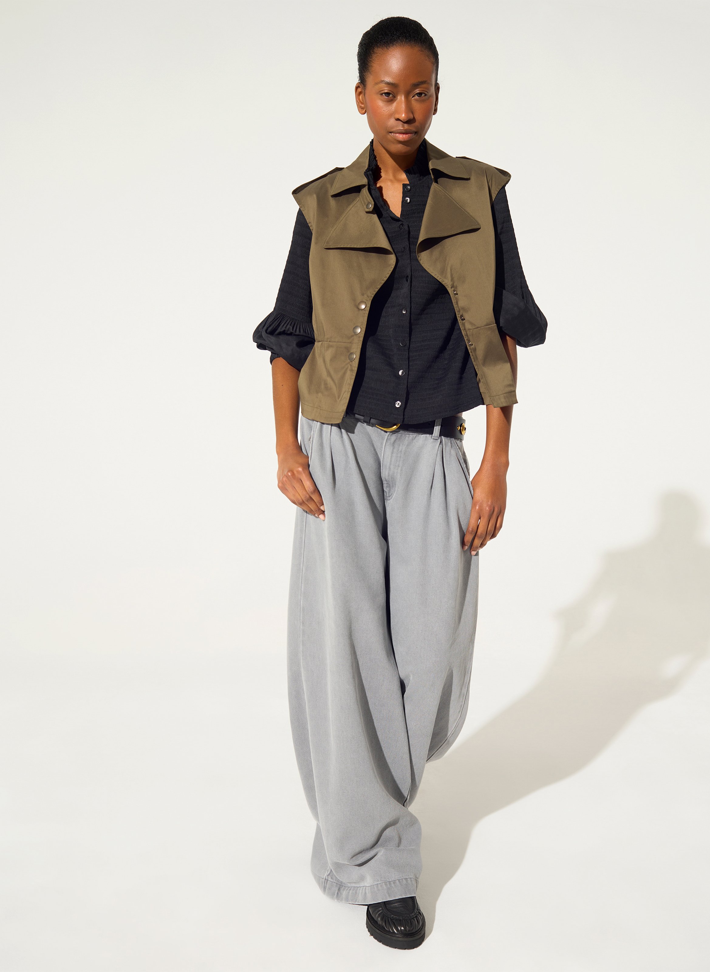 Cotton and wool shirt with tailored collar COTELAC Brown