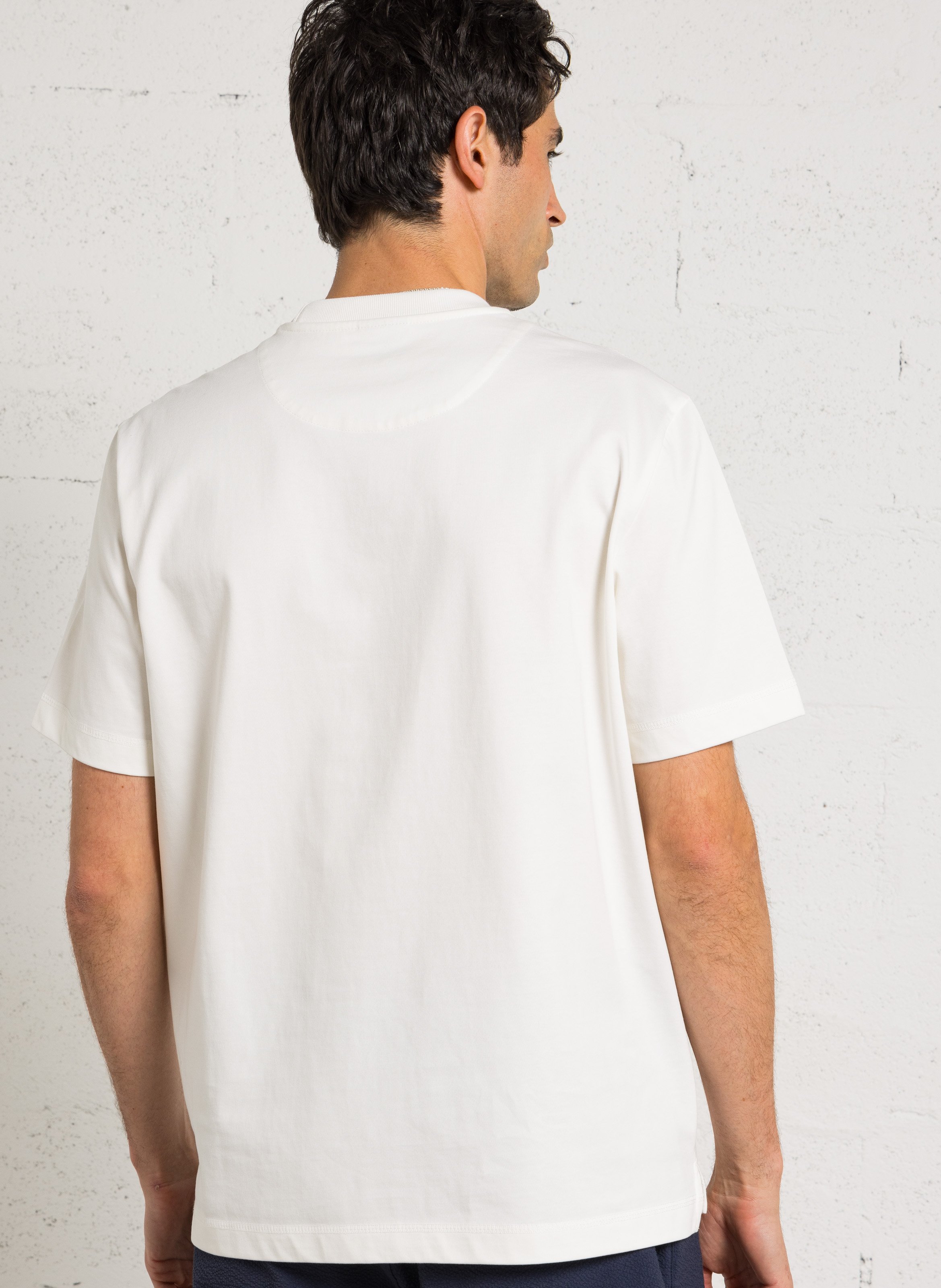 Weites Rundhals-T-Shirt aus Baumwolle mit Stickerei PAUL SMITH Weiss