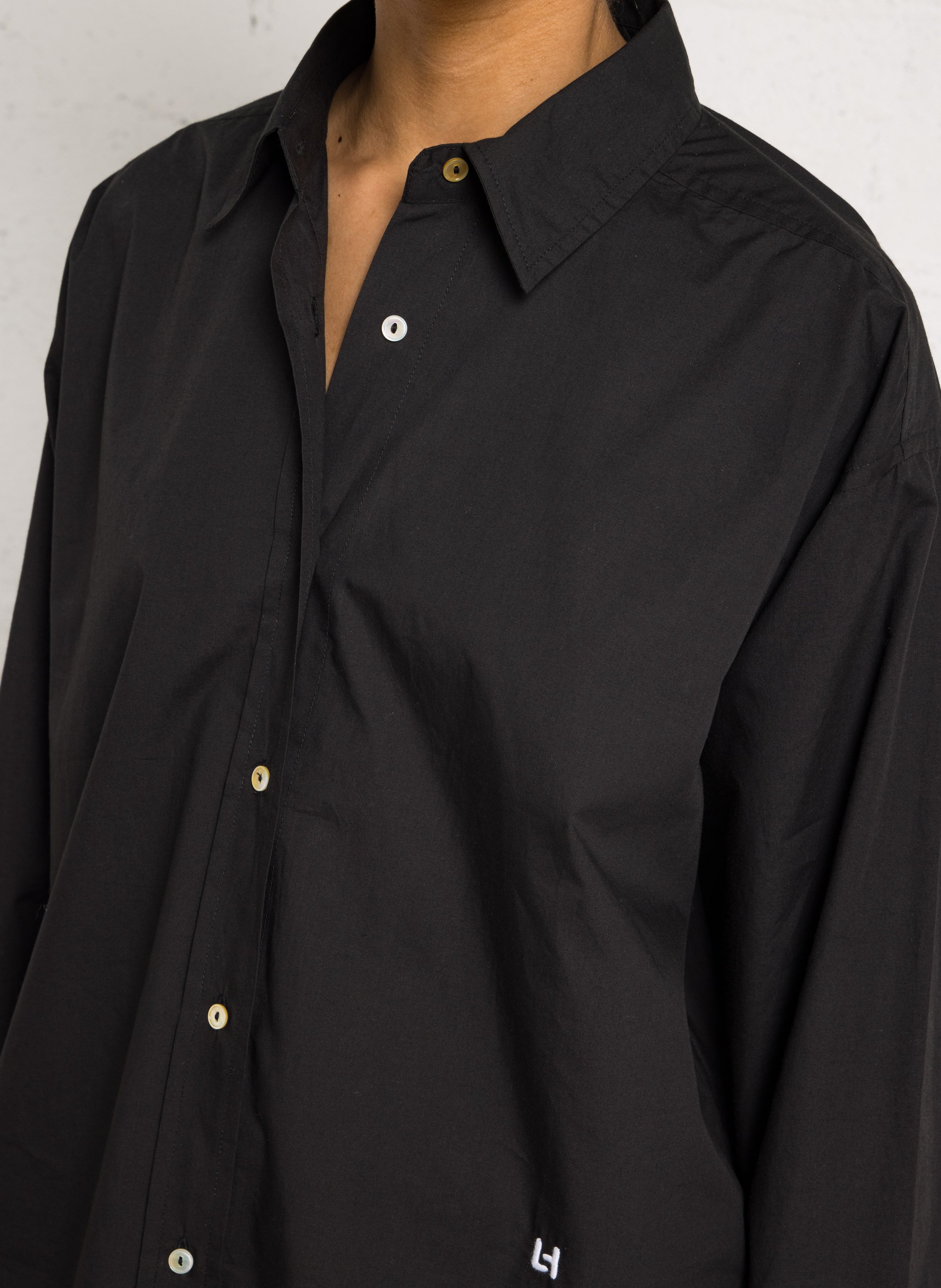 Chemise col chemise en coton LEON & HARPER Noir