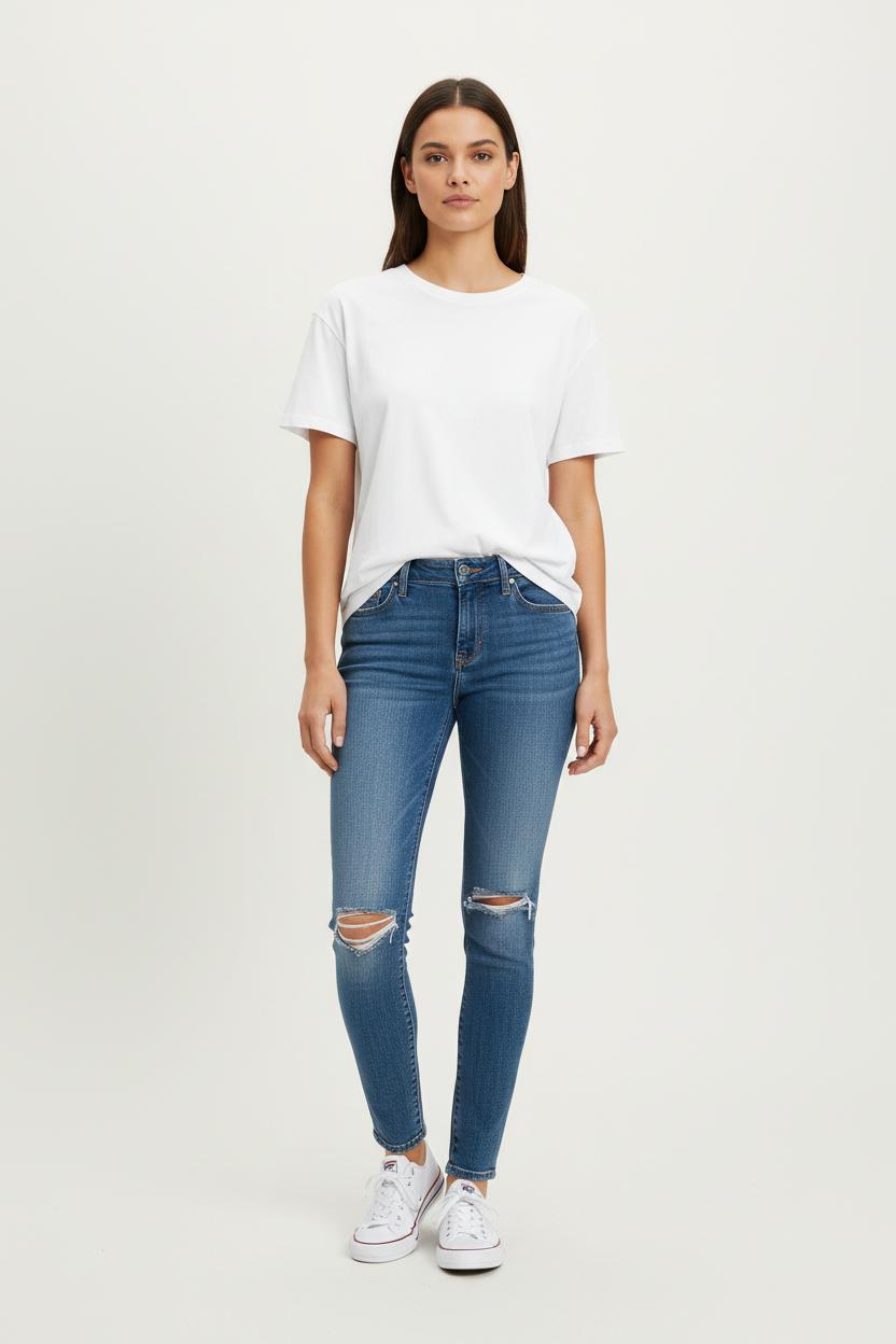 Cropped slim jeans with studs LEVI'S - Seconde main Blue