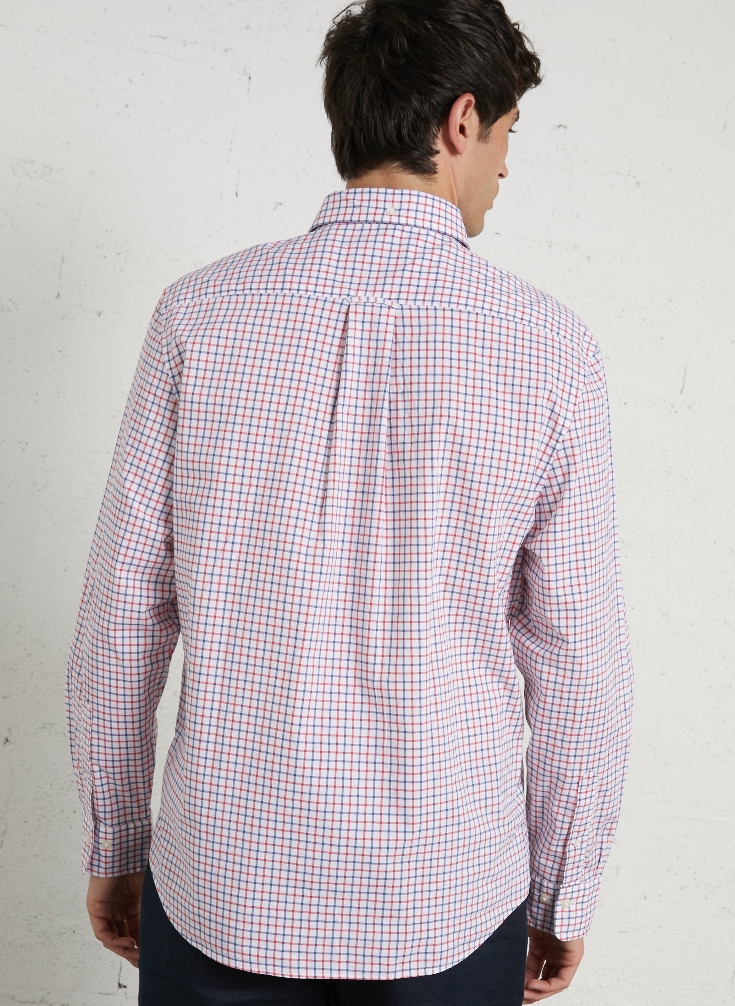 Chemise regular-fit col américain à carreaux en coton GANT Rouge