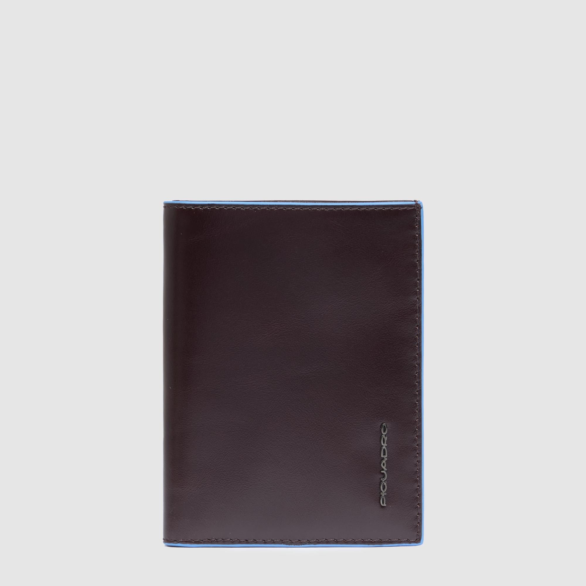 Men's vertical leather wallet with card slots, bill compartment, and RFID protection Brown