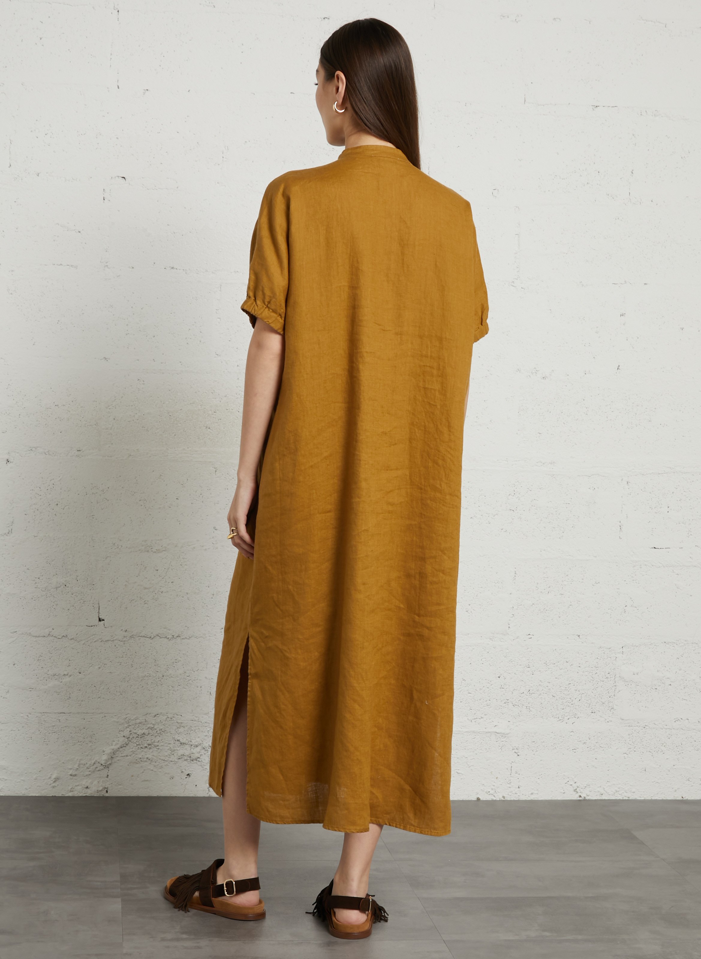 Flowy Linen Maxi Dress JC SOPHIE Brown