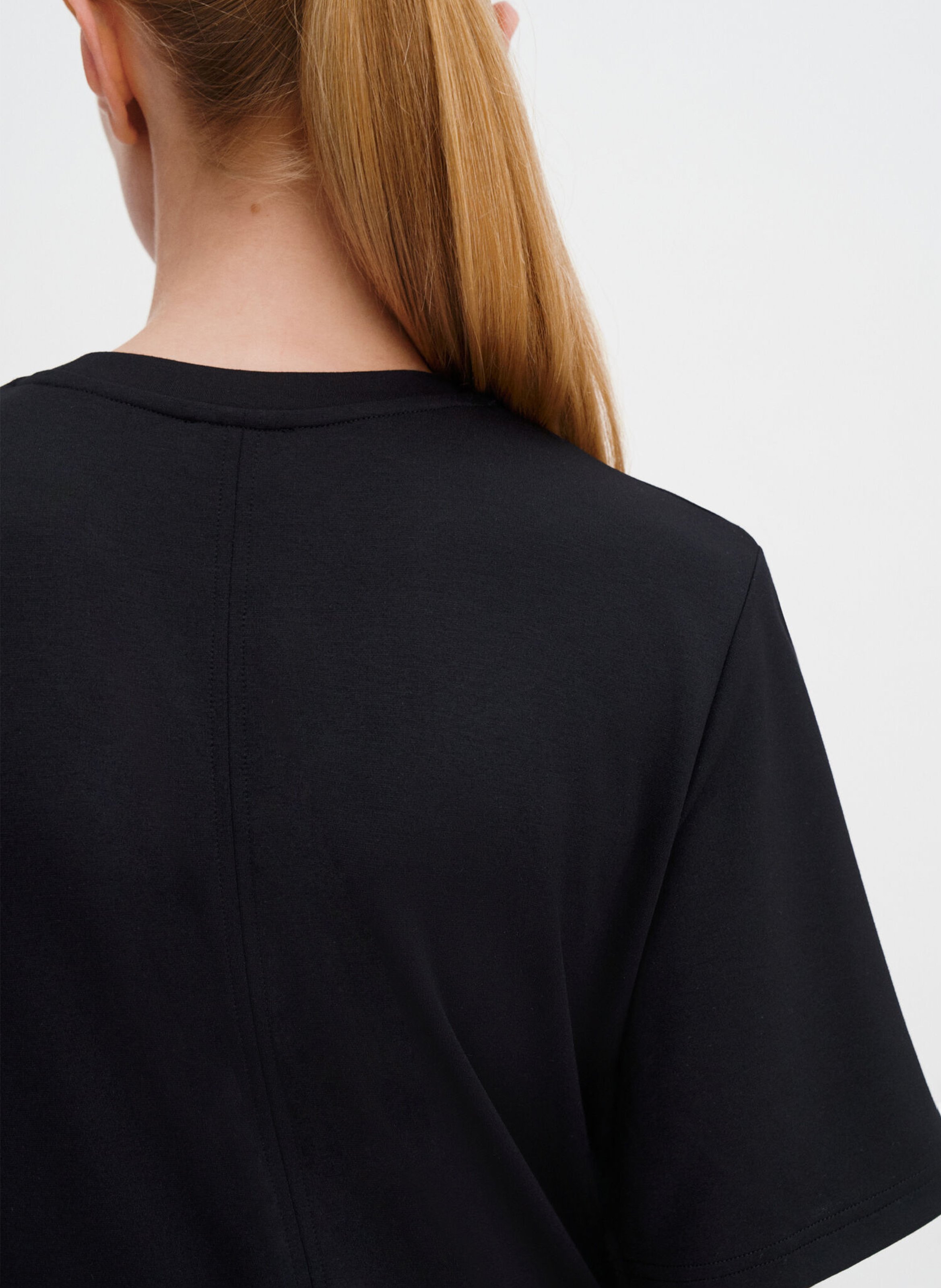 Vestido largo con abertura, cuello redondo, liso. FILIPPA K Negro