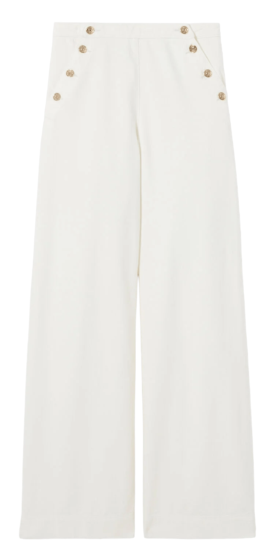 Wijde broek met denim overgooier. CLAUDIE PIERLOT Beige