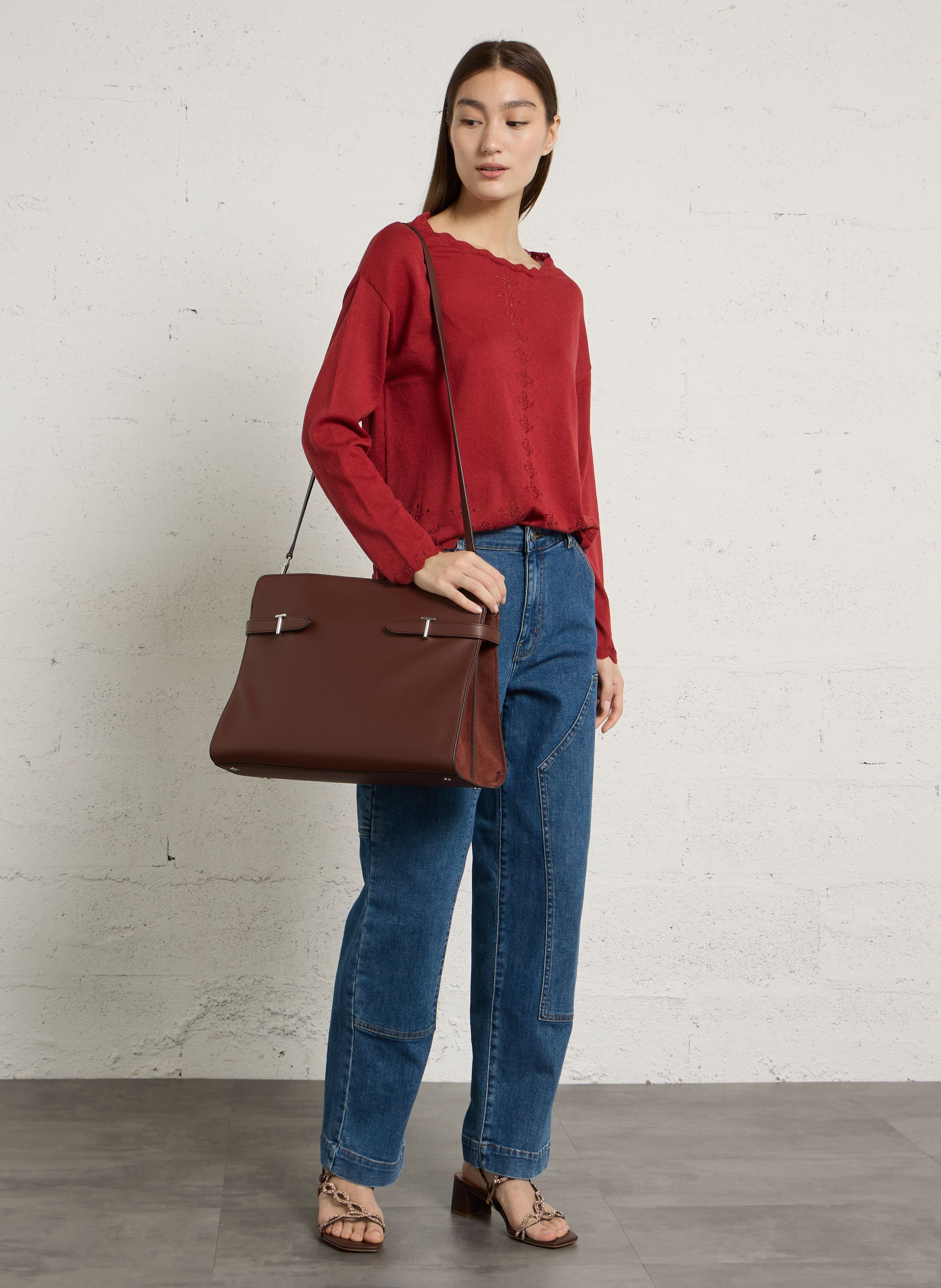 Cabas en cuir LE TANNEUR Marron