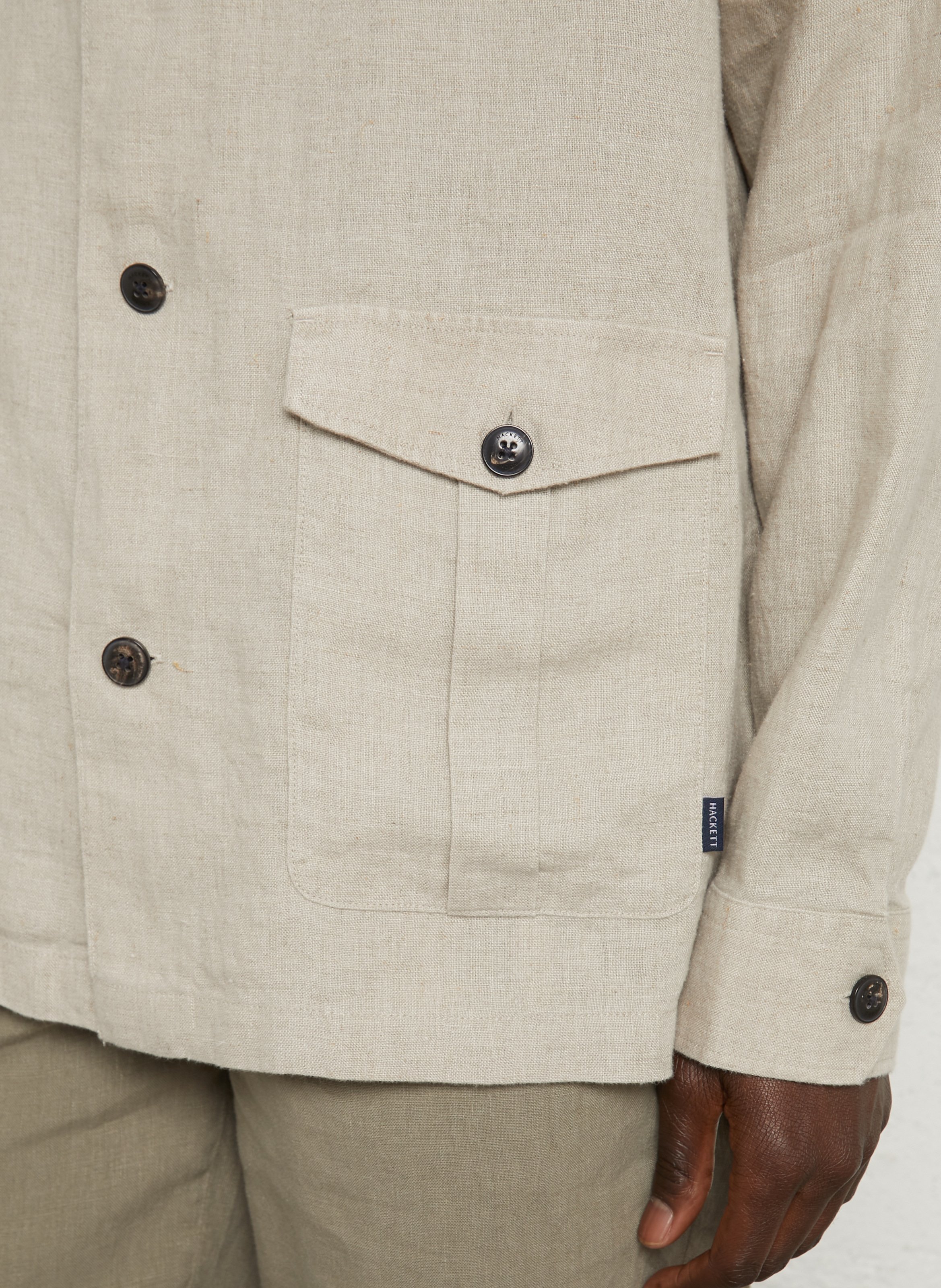 Veste droite en lin HACKETT Beige