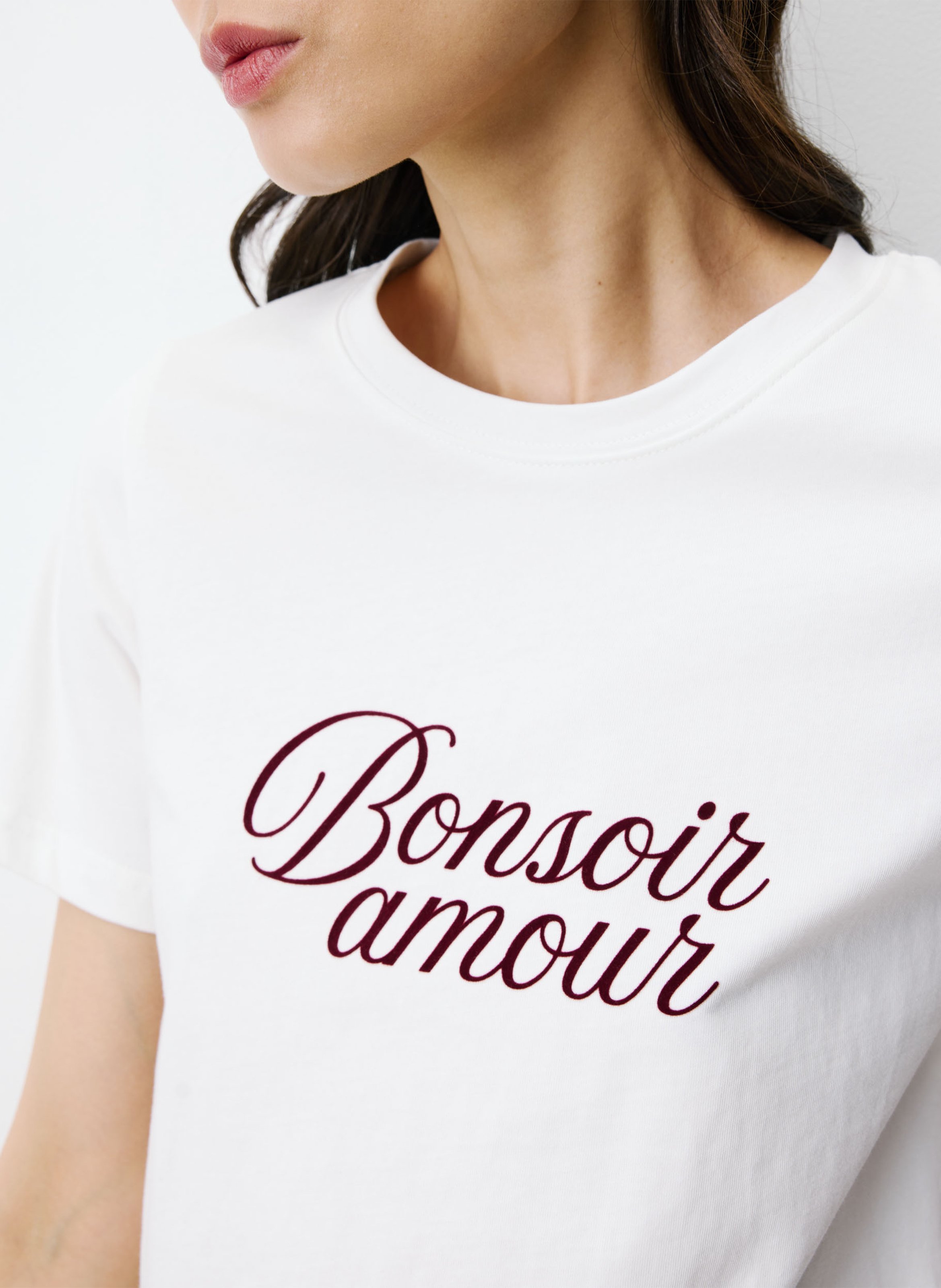 Tee-shirt col rond en coton GRACE ET MILA Blanc