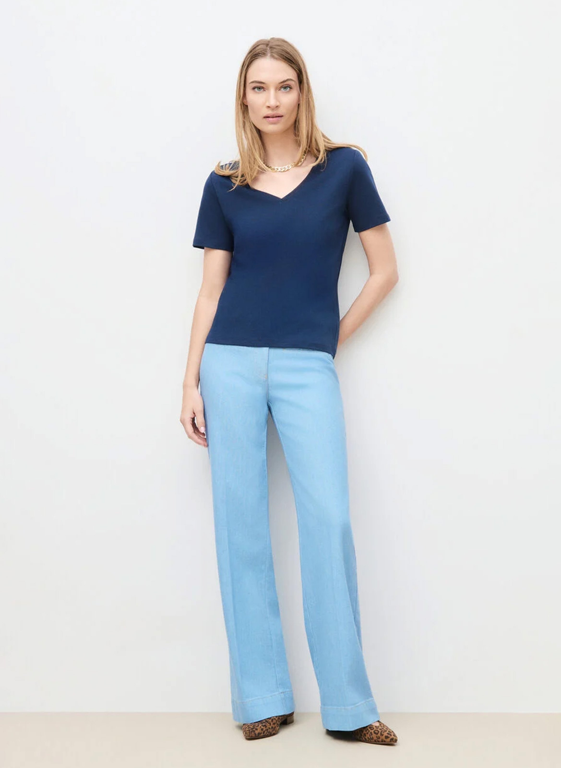 T-shirt moulant en coton CAROLL Bleu