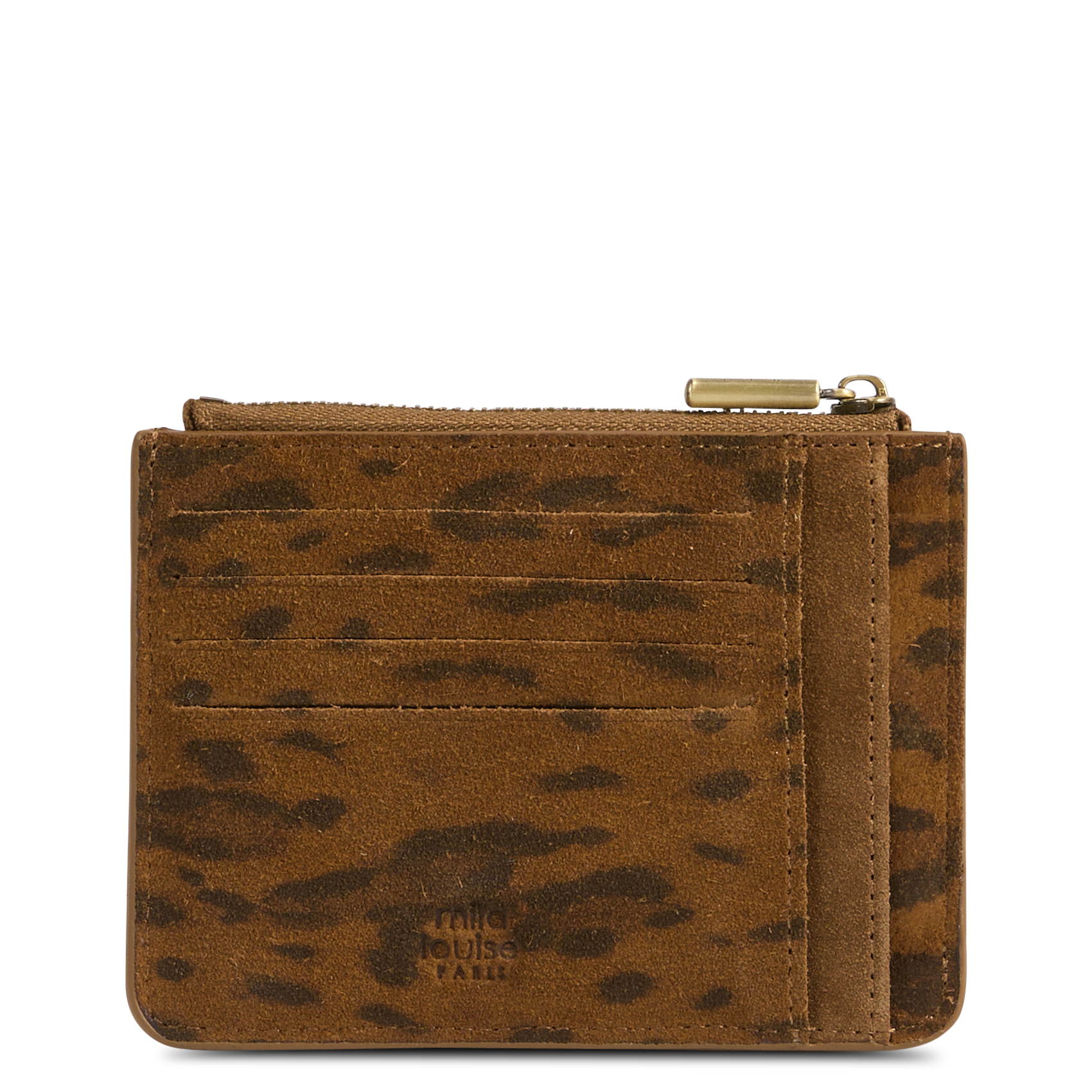 Porte-cartes imprimé en cuir suédé MILA LOUISE Beige