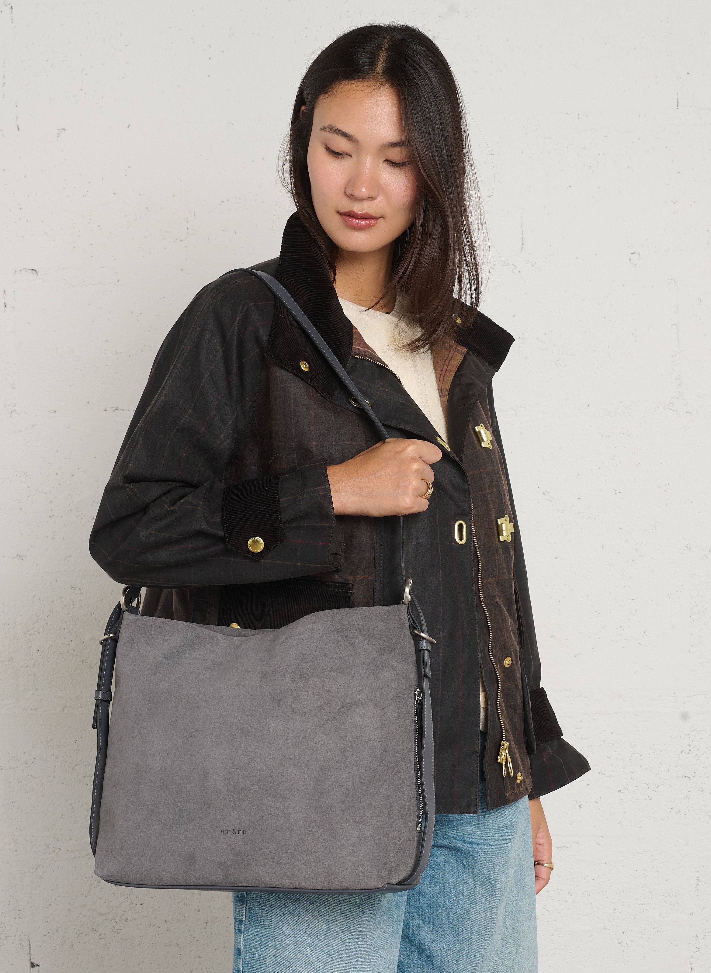 Capriccio - Hobo-Bag, aus Leder NAT & NIN Grau