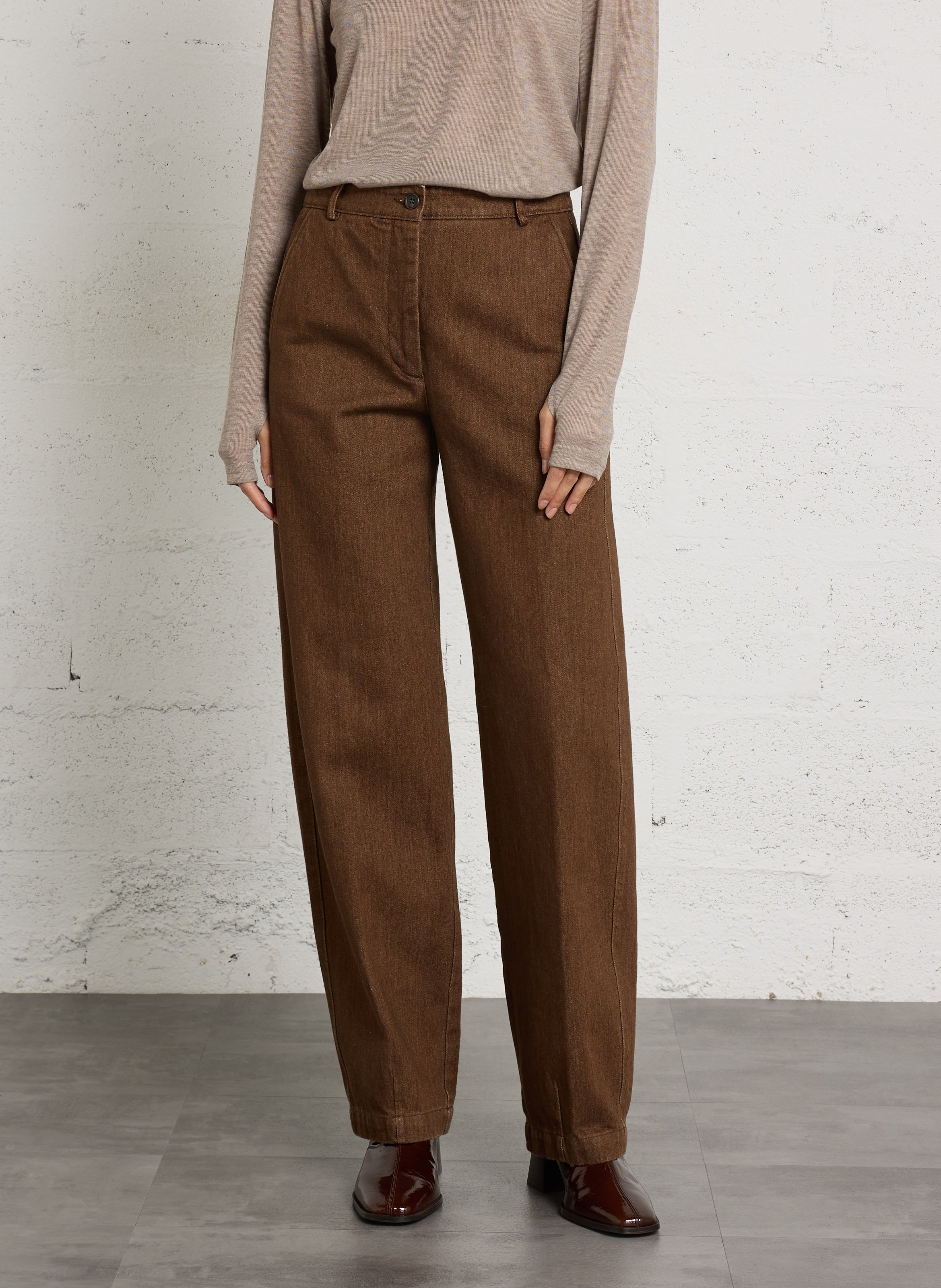 Rechte, katoenen jeans HARTFORD Bruin