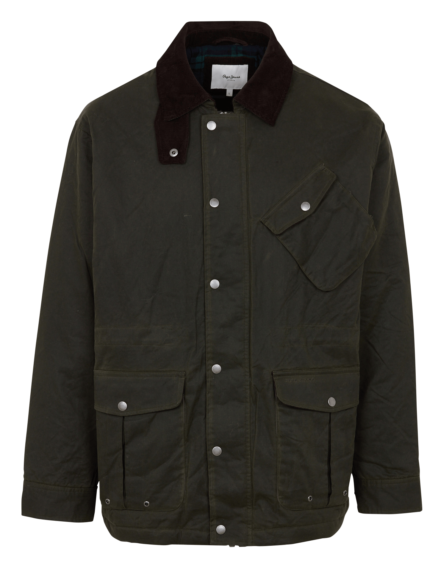 Straight-cut cotton jacket with classic collar PEPE JEANS Green