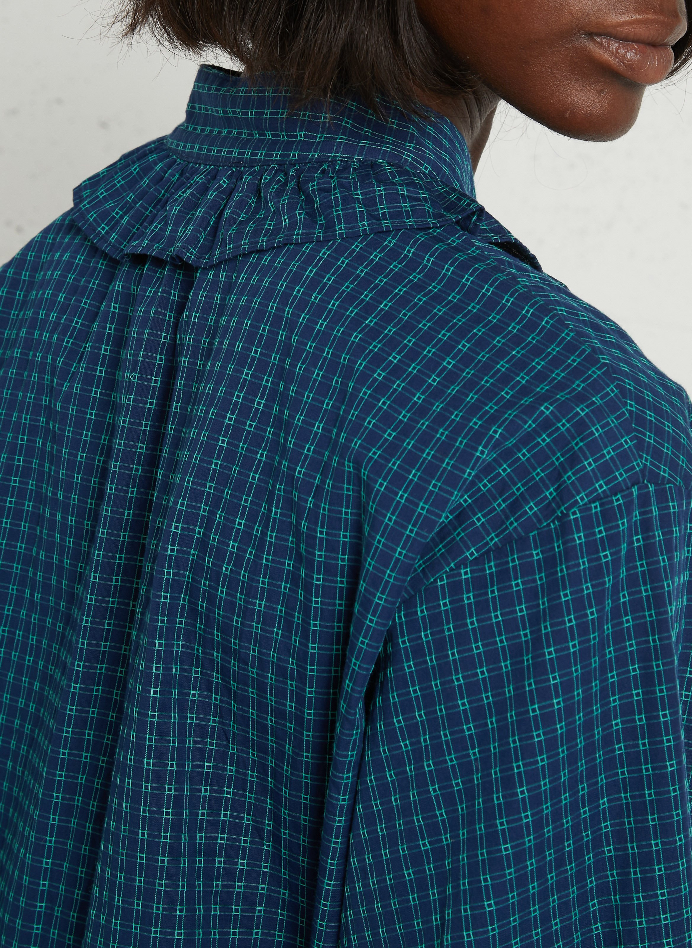 Chemise col claudine en coton SEE U SOON Bleu