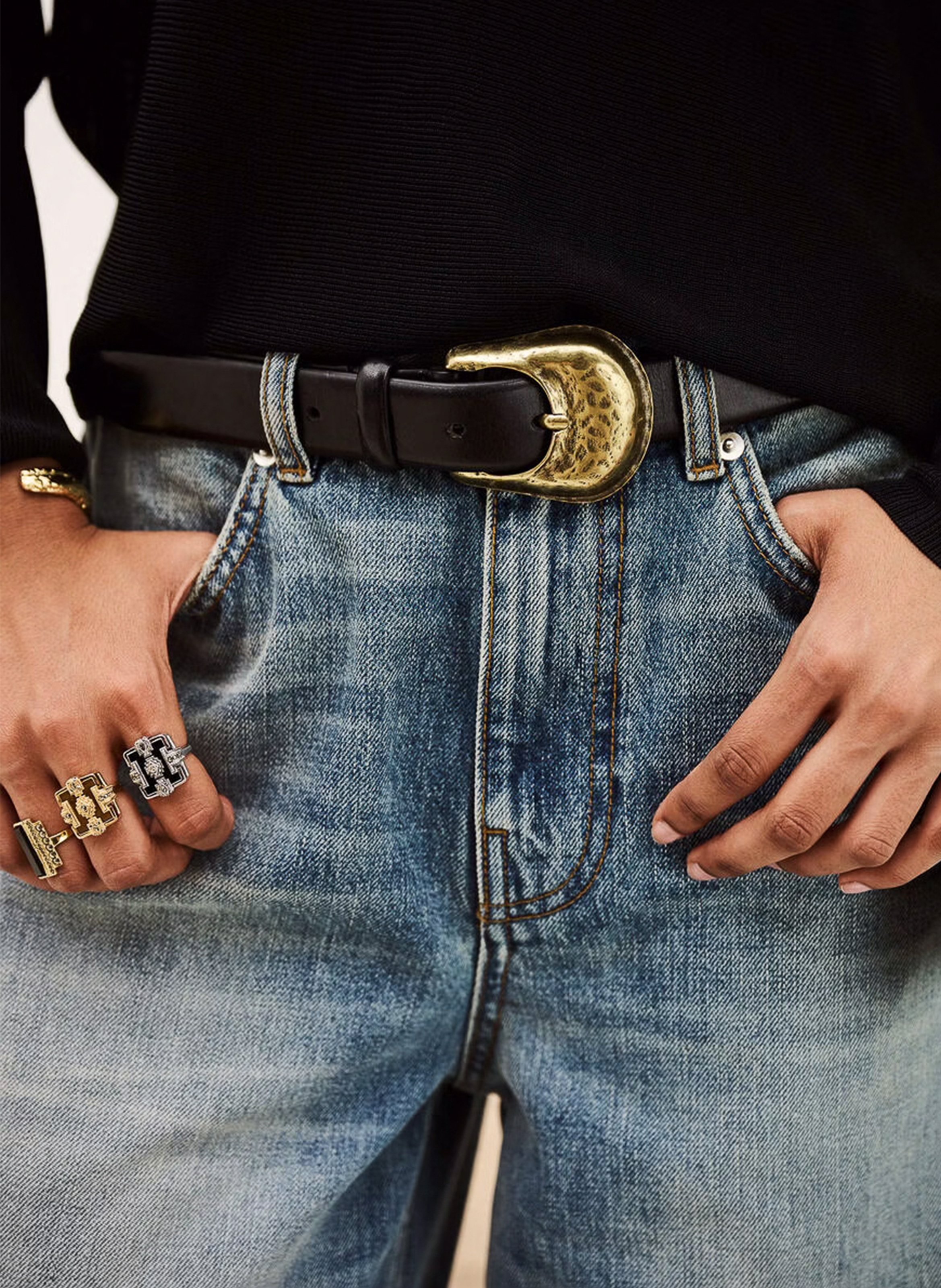 Ceinture en cuir BA&SH Noir