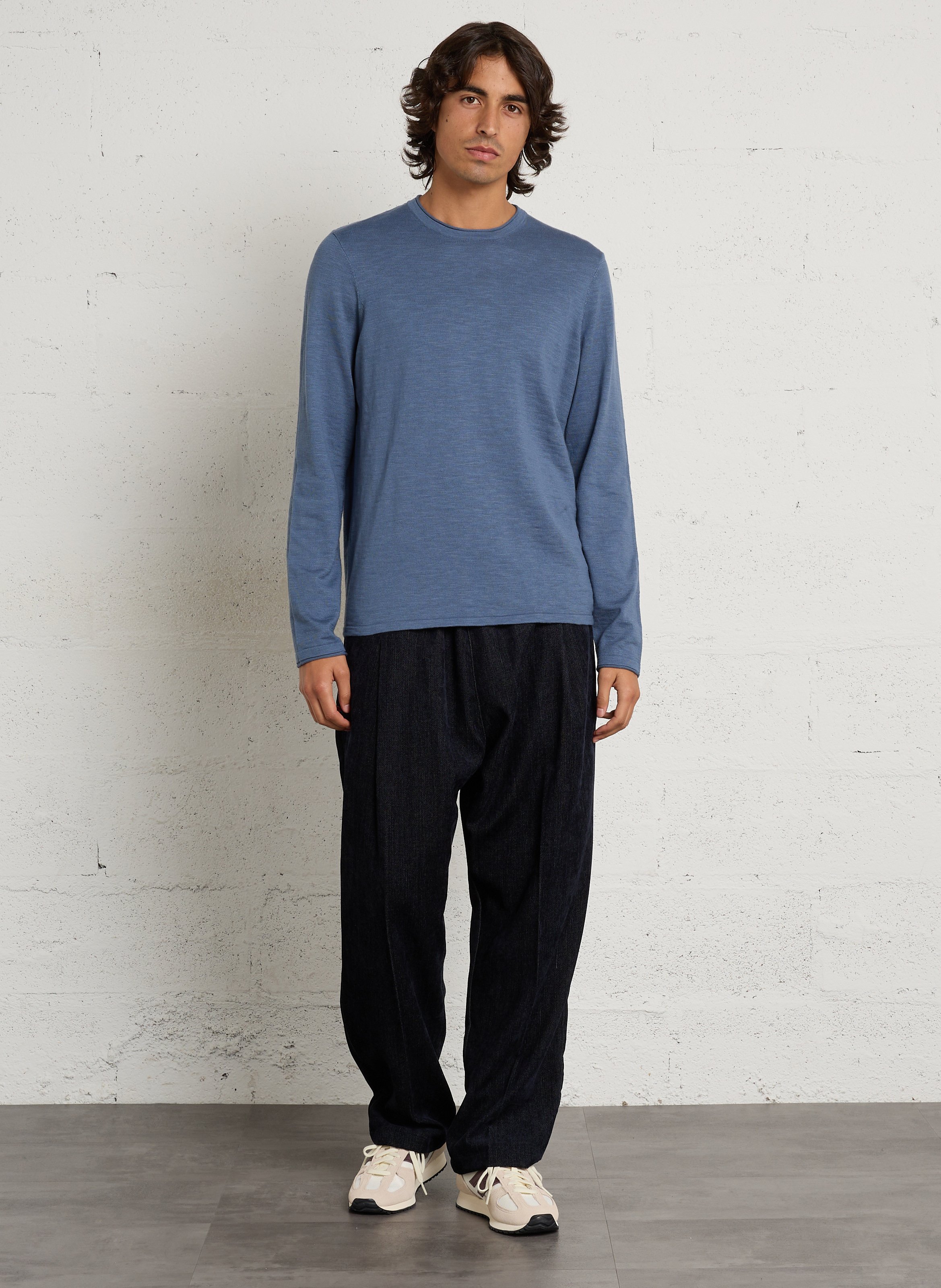 Pull droit col rond en coton IKKS Bleu