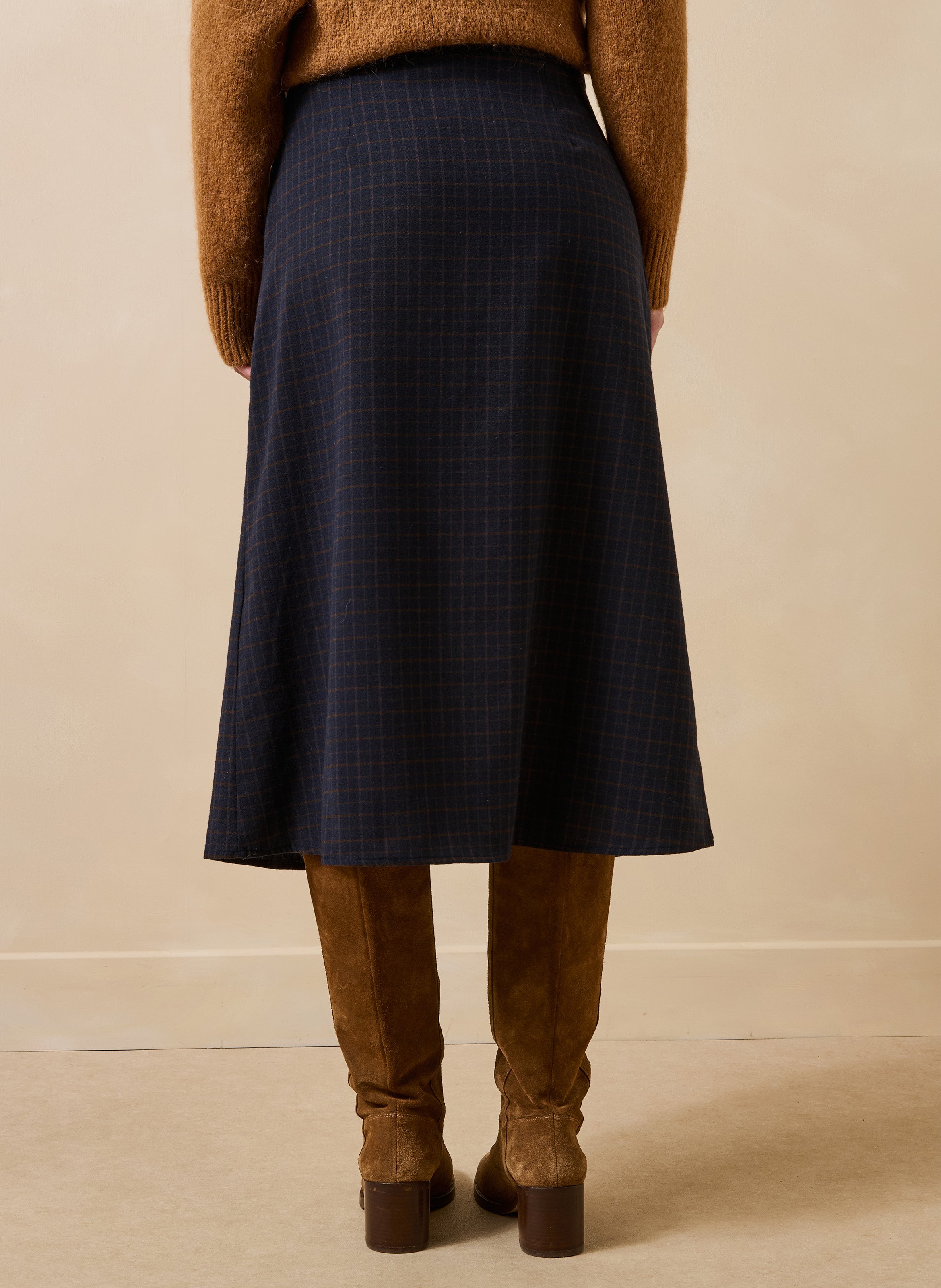 Halflange rok met knopen - katoenblend LA FEE MARABOUTEE Blauw