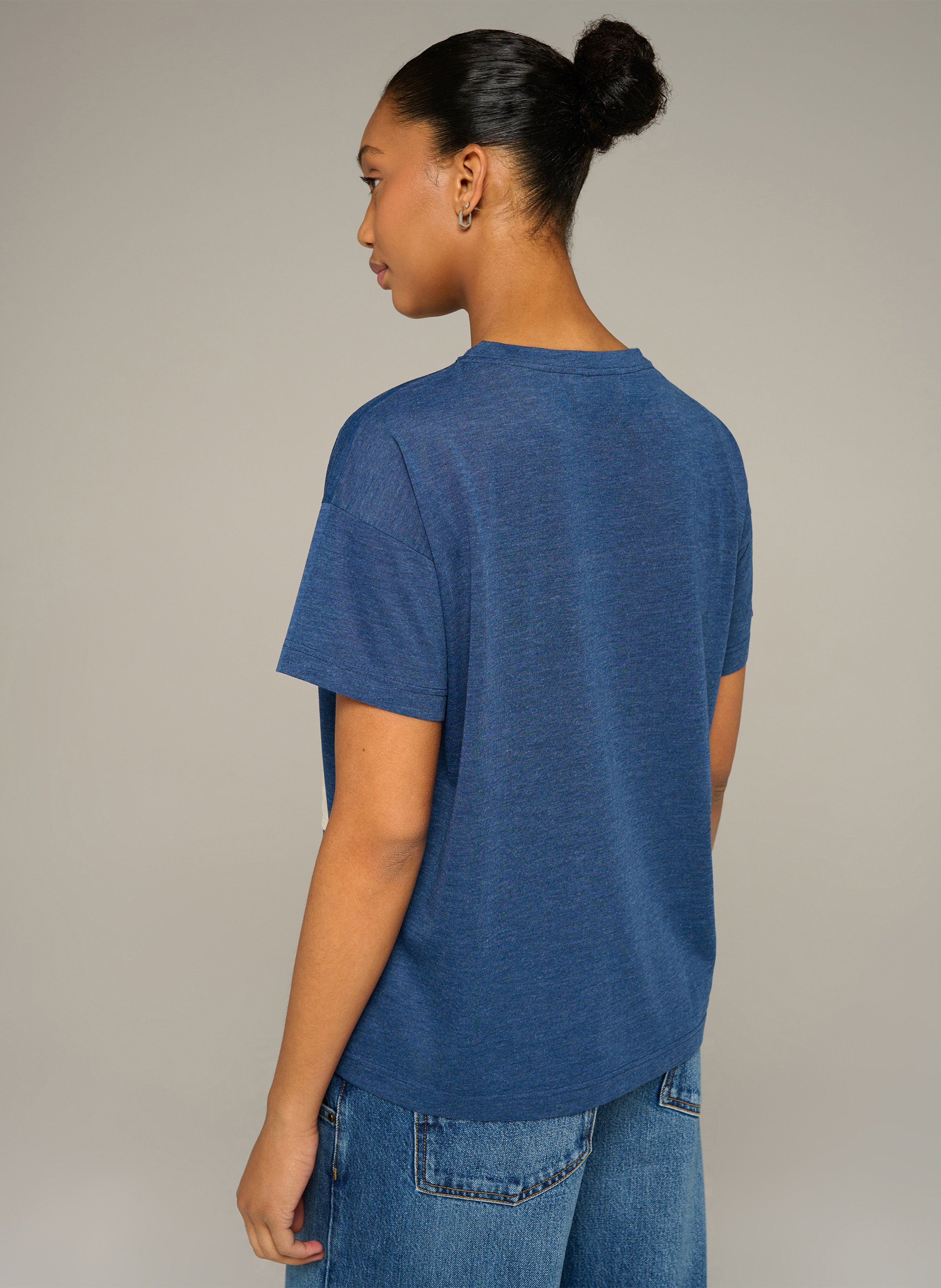 Fließendes bedrucktes T-Shirt COTELAC ACOTE Blau