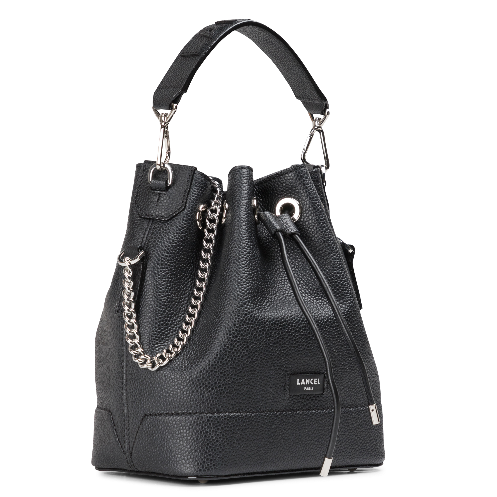 Grained leather bucket bag LANCEL Black