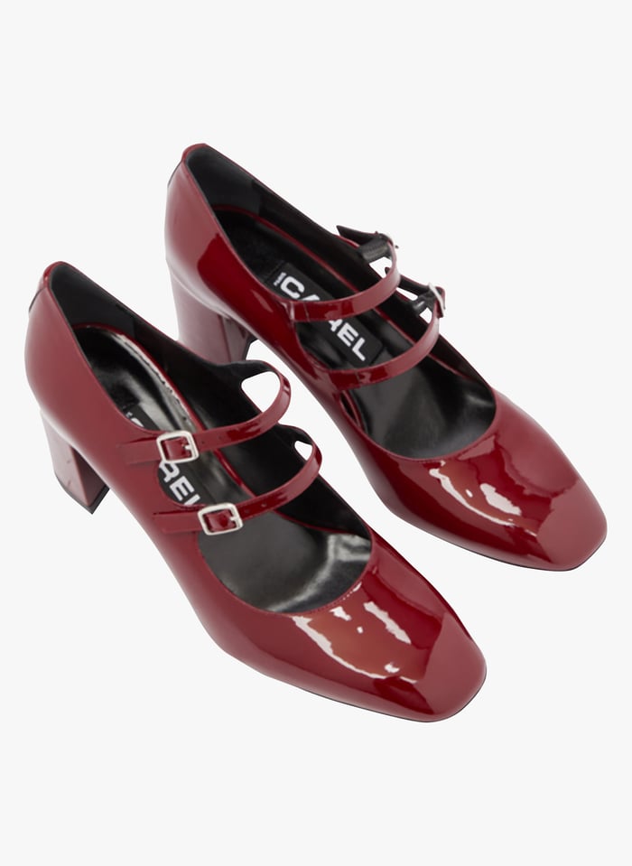 Leren Mary-janes Met Hak Cuir Vernis Bordeaux Carel - Dames | Place des ...