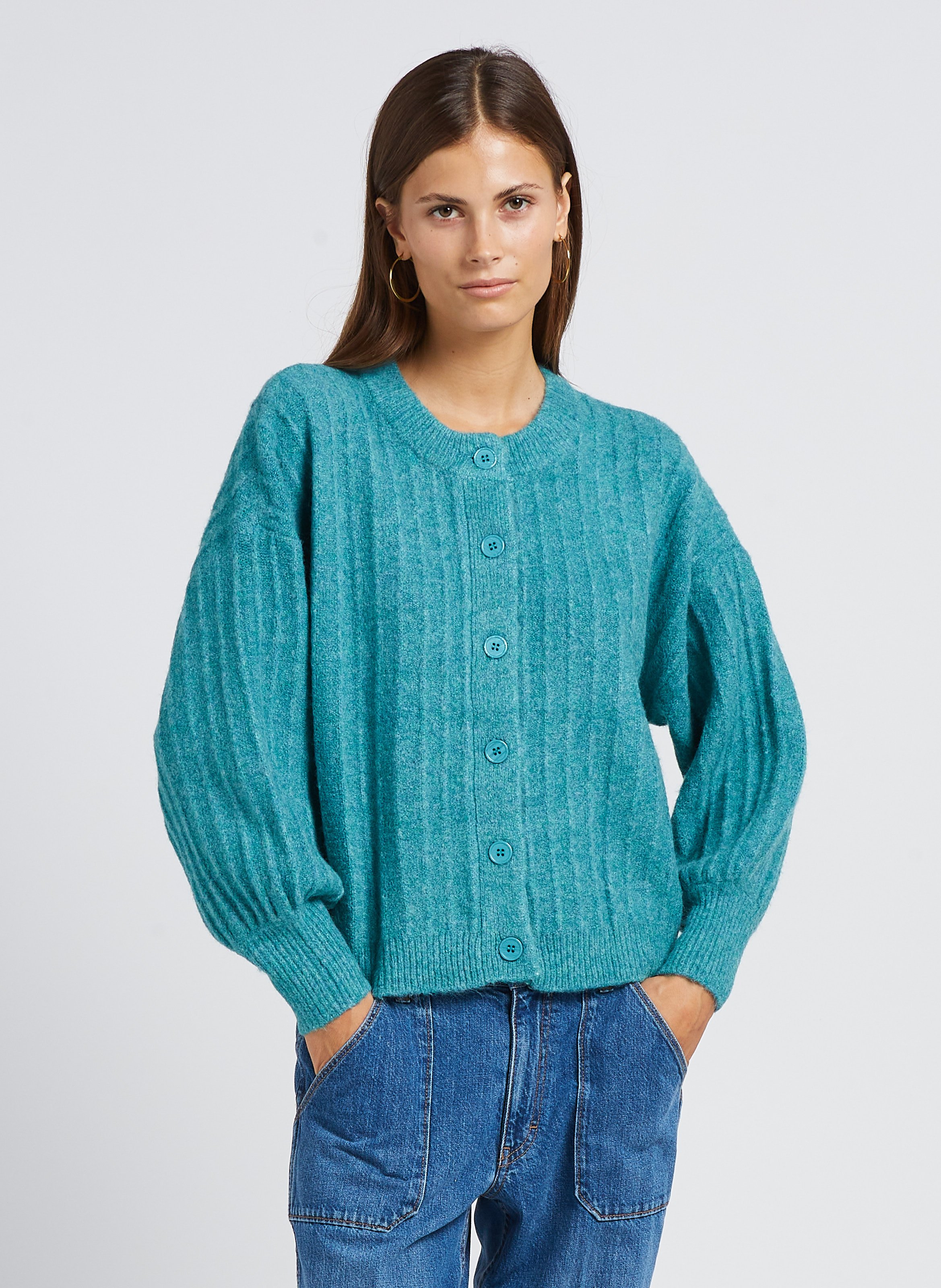 Vert Loose fit round neck cardigan